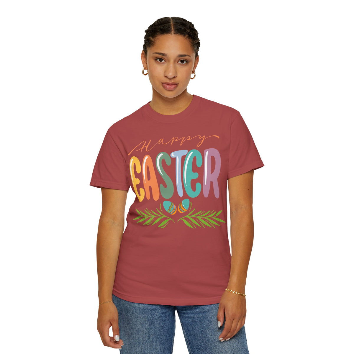 Happy Easter T-Shirt, Tee Shirt with Easter Signature, T Shirt with Easter Prints, Tee Shirt with Easter Design