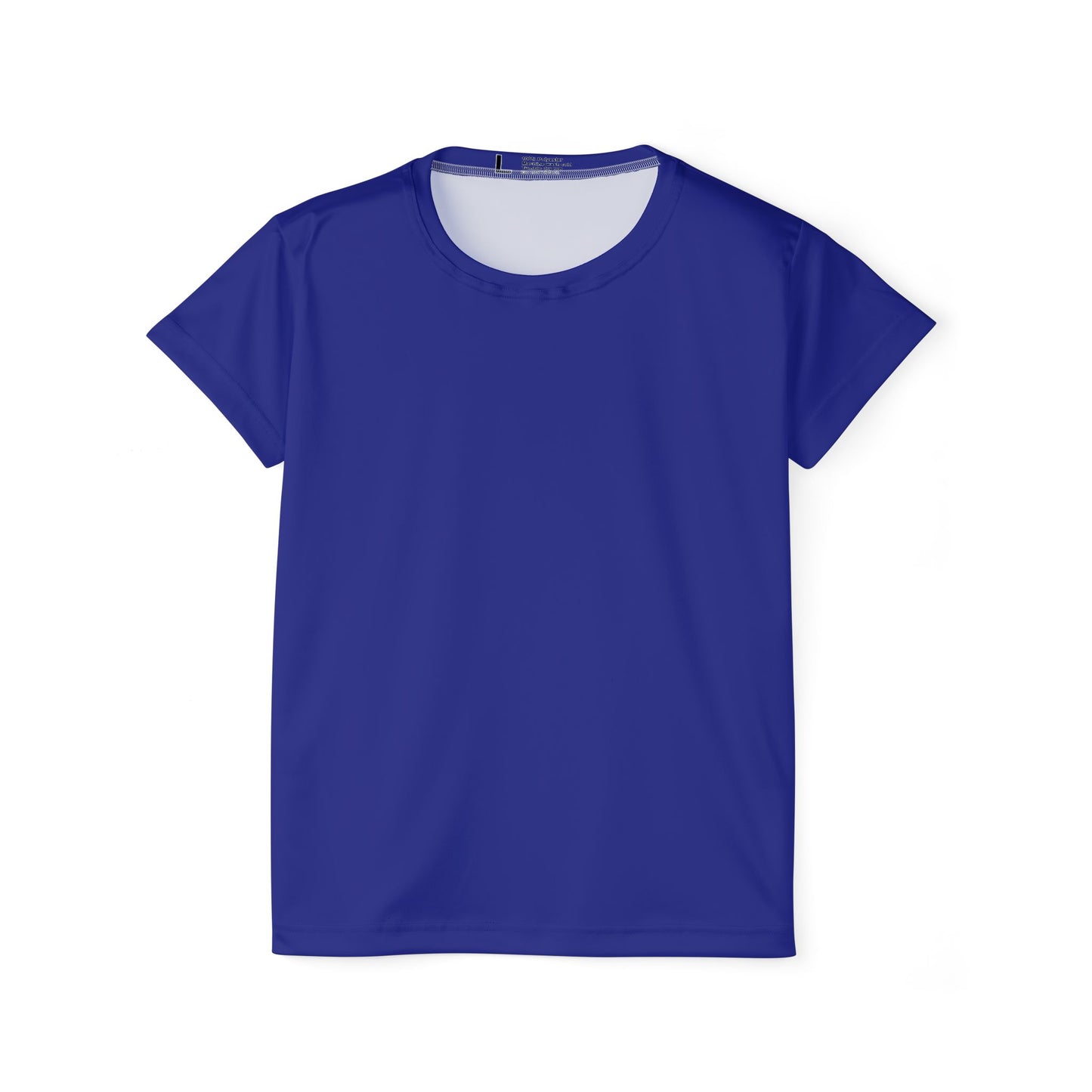 Navy Electric Color Women Sports Jersey Short Sleeves Poly Solid Blue Color Print Athletic Tee