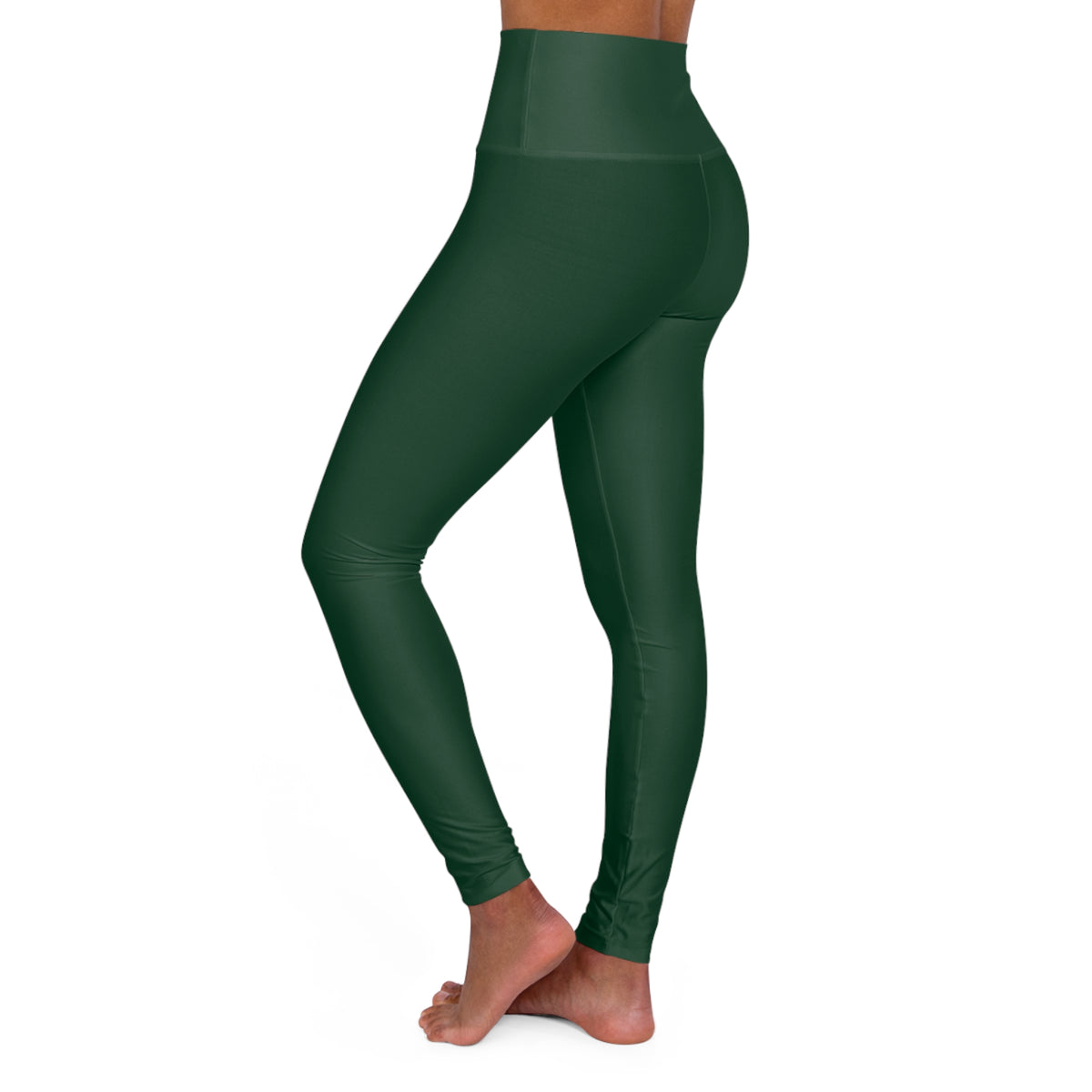 Deep Forest Green Color High-Waist Yoga Leggings Women's Seamless Poly-Span Stretchy Pants XS-2XL