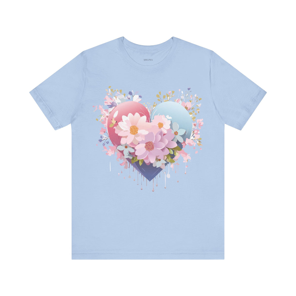 Valentine's Day Graphic Unisex Cotton Bella+Canvas Tee with Floral Art Design d130
