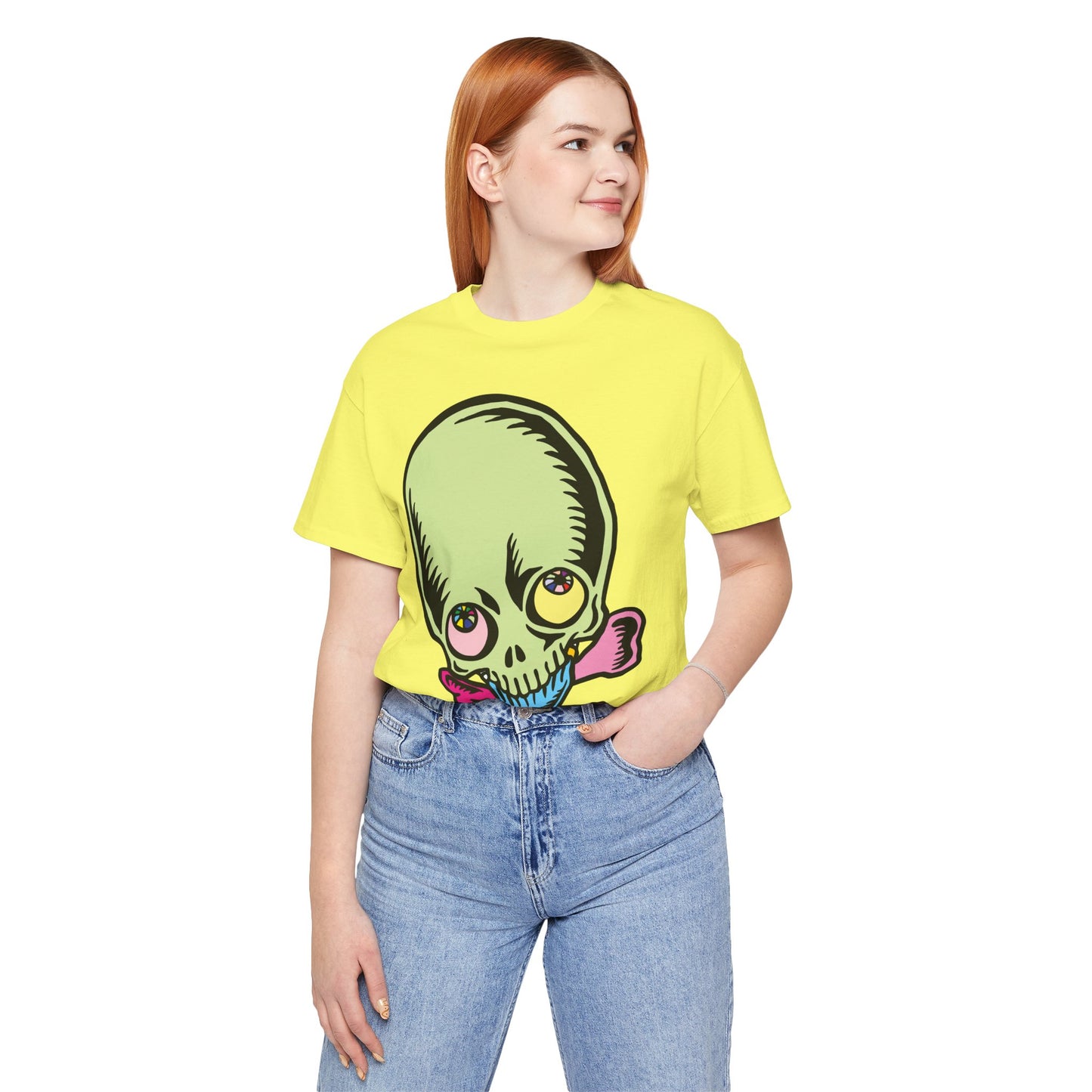 Lt Green Skull Graphic Design Tee, Skull Shirt, Vintage Tees, Art Design T-Shirt, Vintage Graphic Tee, Art Shirts with Skulls