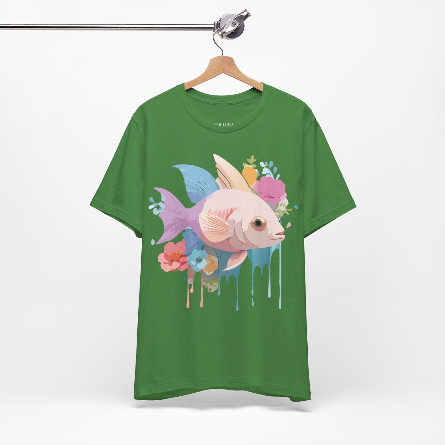 Adelpha Fish Graphic Tee Unisex Jersey Short Sleeve Vintage Art Design Tee Shirt Premium Quality