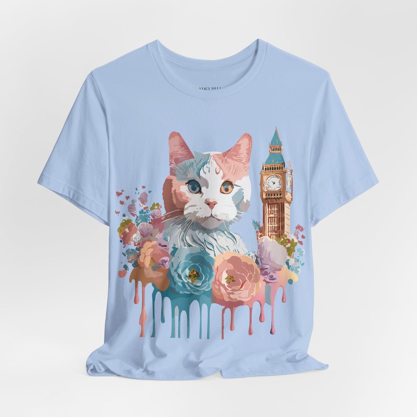 Unisex Cat Graphic Tee With Short Sleeve Vintage Inspired Art Adelpha