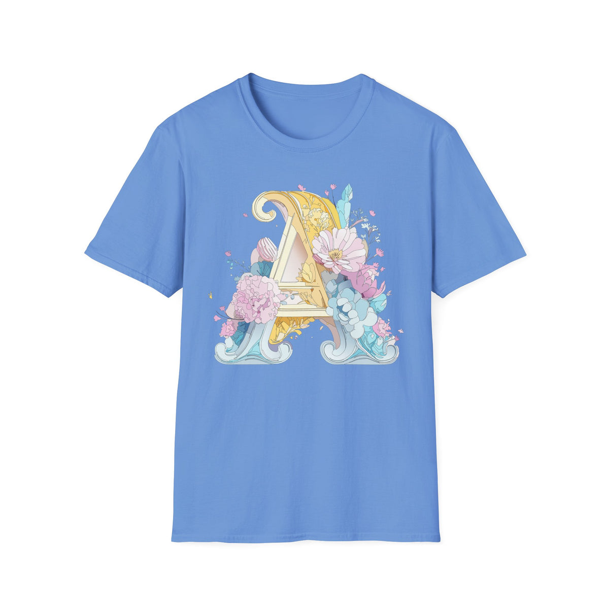 Floral Letter A T-Shirt | Decorative Monogram Initial Tee