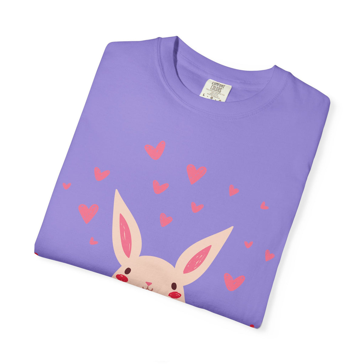 Easter Bunny Heart T-Shirt, Tee Shirt with Easter Signature, T Shirt with Easter Prints, Tee Shirt with Easter Design