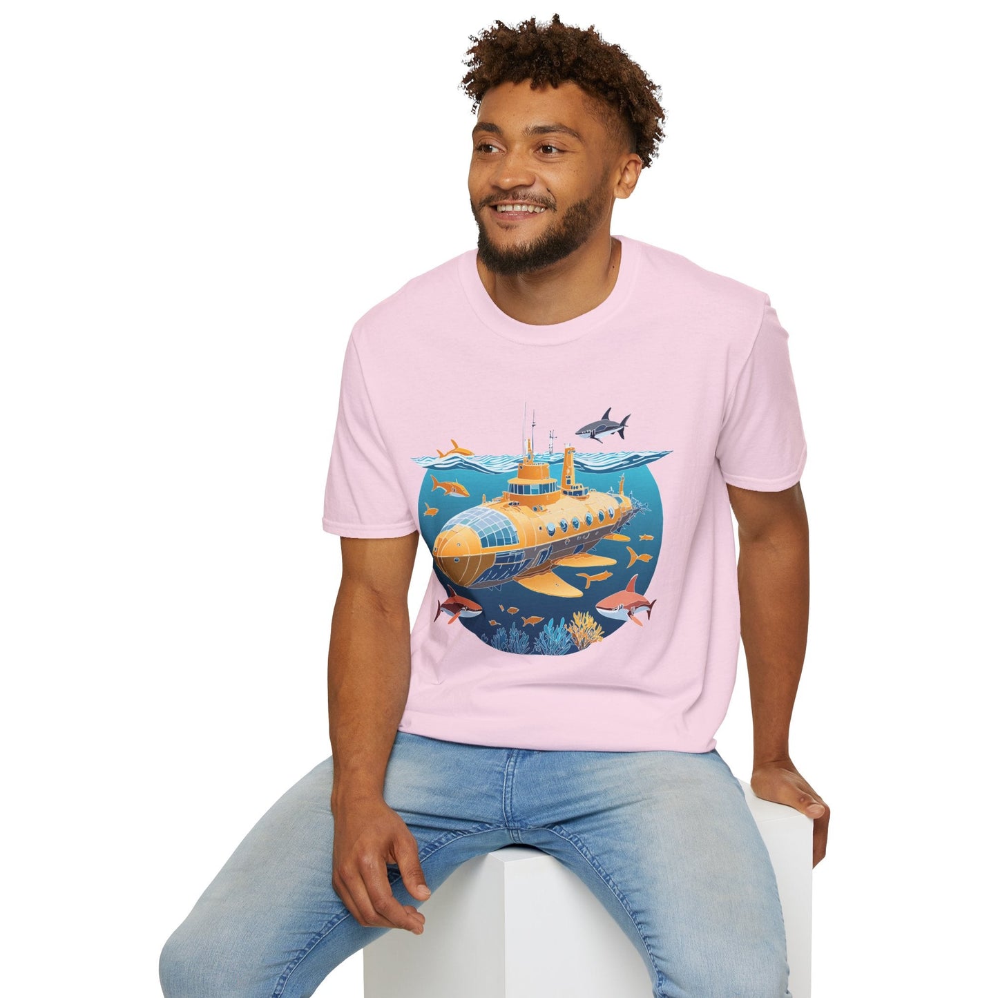 Ocean Themed Unisex Softstyle T Shirt 100 Percent Ring Spun Cotton U Boat Design Tee Everyday