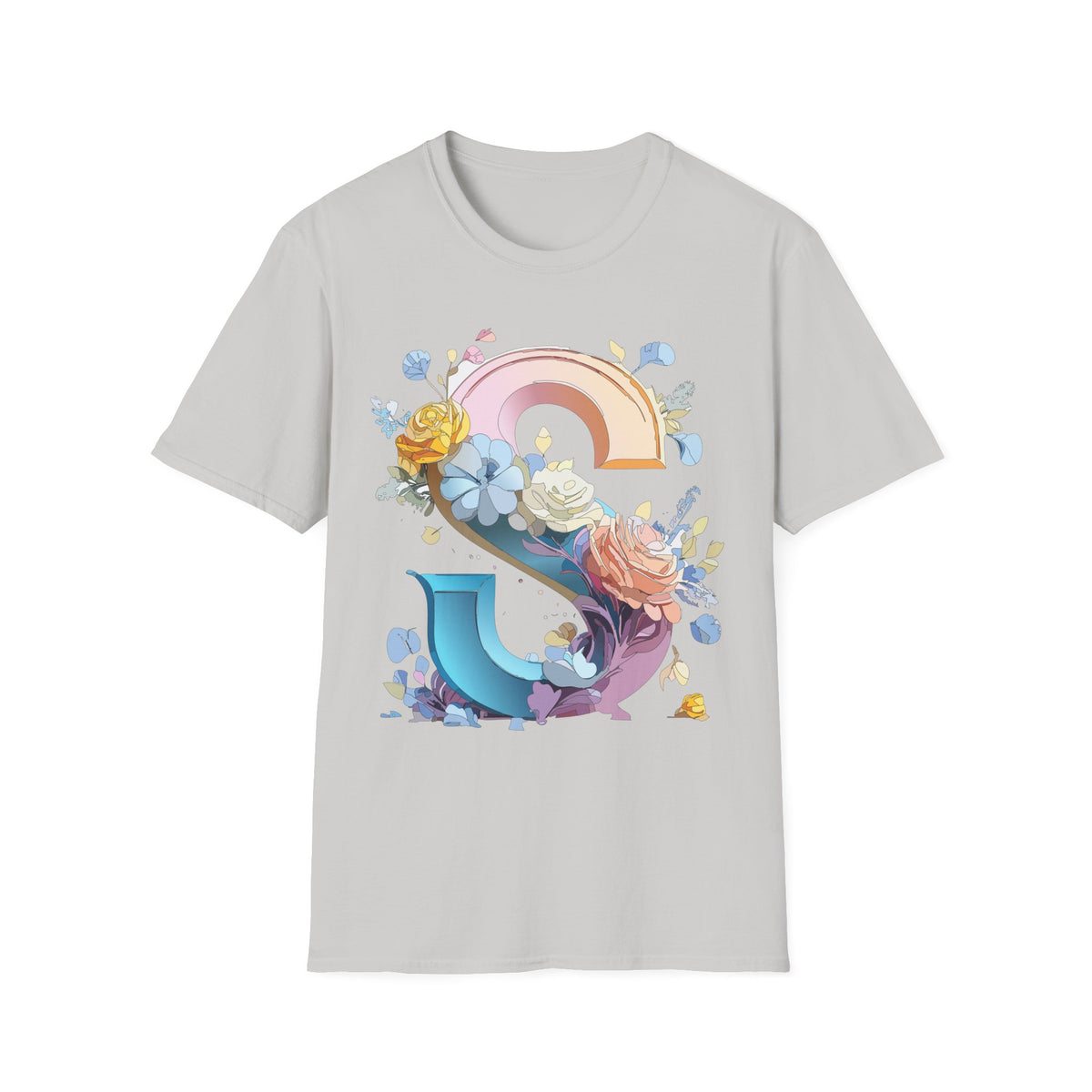 Floral Rainbow Letter S T-Shirt | Floral Initial Tee