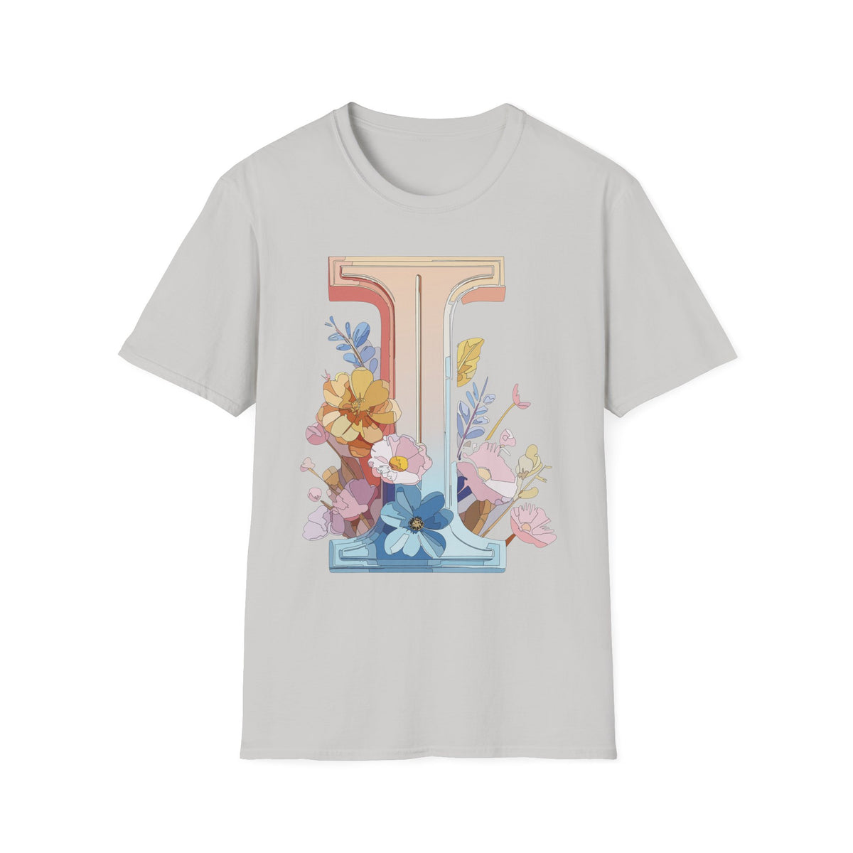 Floral Letter I T-Shirt | Monogram Initial Tee