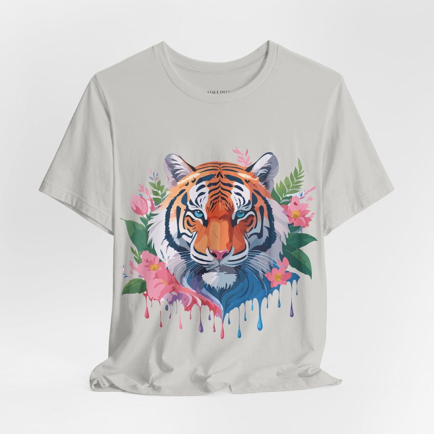 Tiger Graphic Tee Unisex Short Sleeve Shirt With Vintage Inspired Artwork By Adelpha