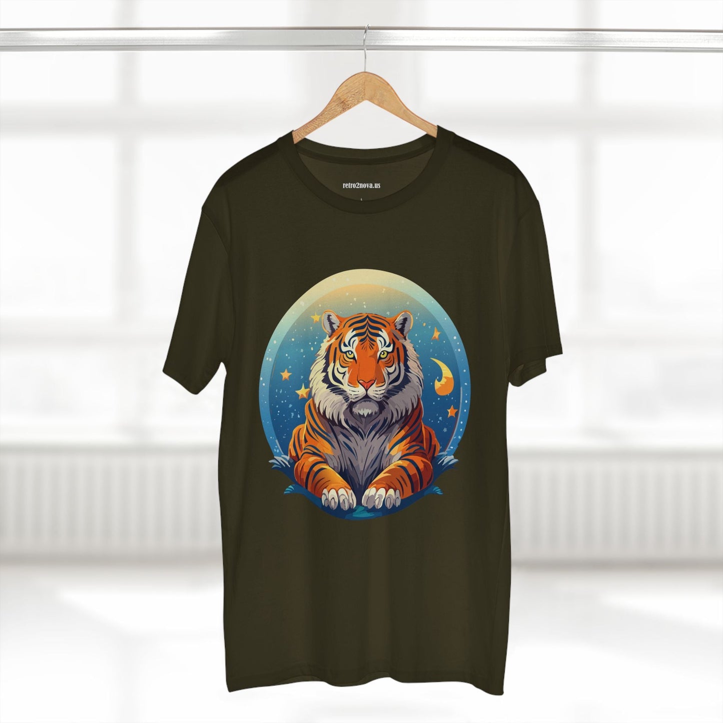 Tiger Animal Shirt Unisex Premium Cotton Tee With Original Art Design By Retro2Nova Soft Comfortable Everyday Wear
