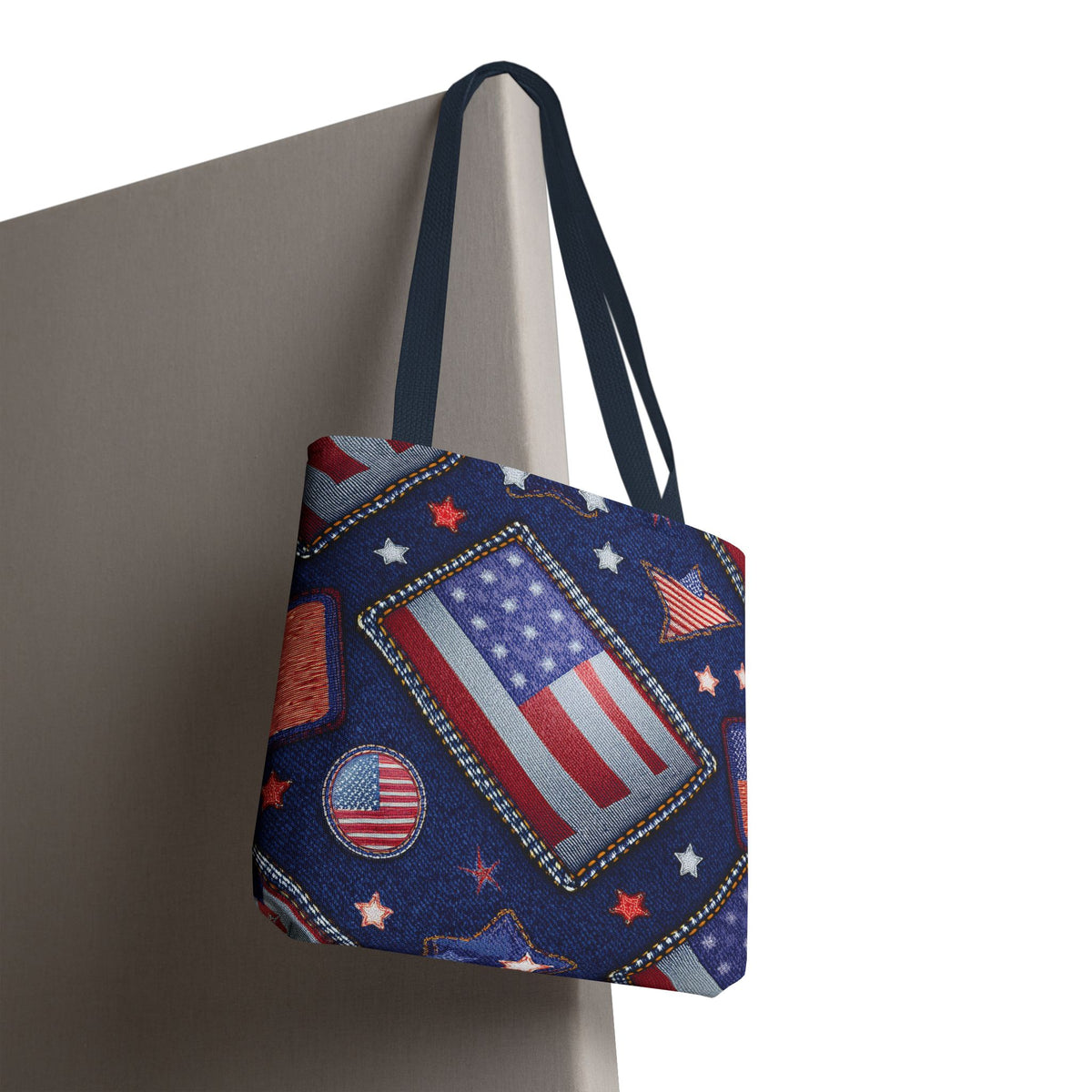 4th of July Graphic Denim Fabric Imitation Print Unisex Canvas Bag Poly Spun 3 Sizes Tote Bag 200-6