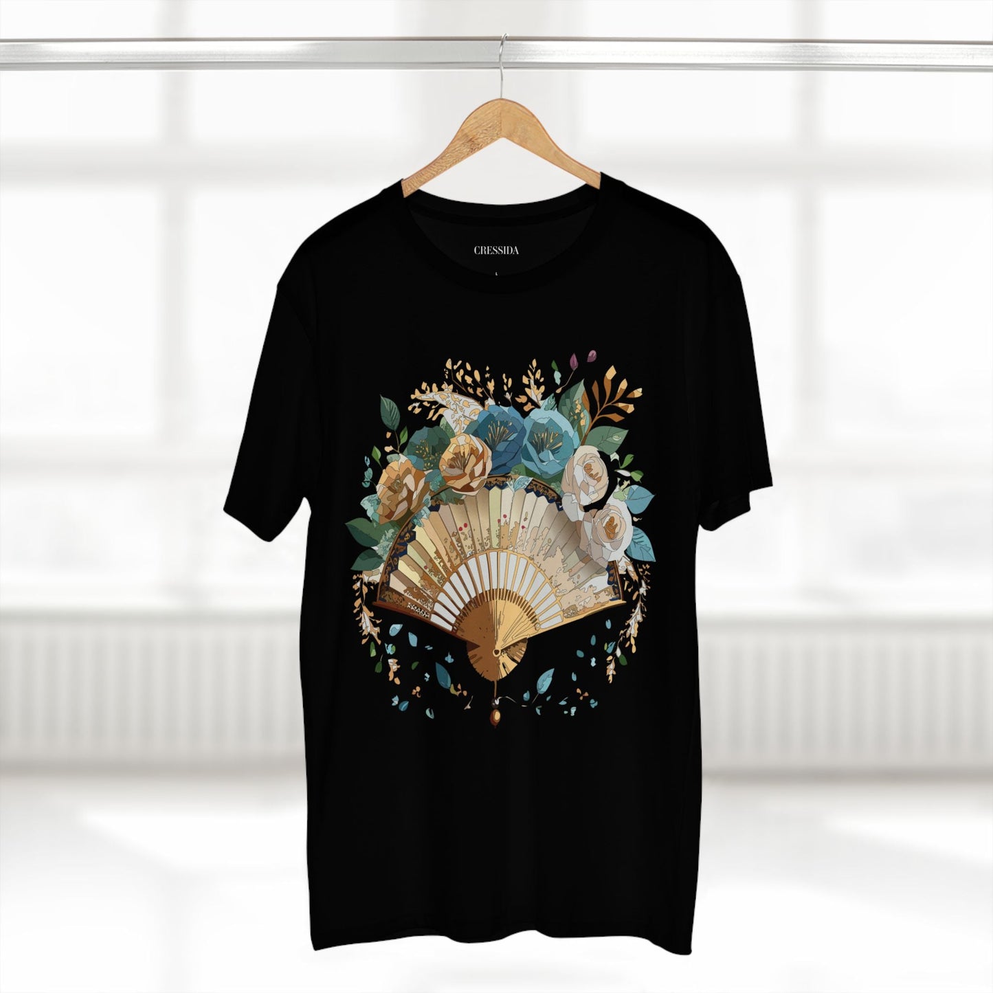 Antique Fan Graphic Design T-Shirt Unisex 100 Cotton Floral Carnival Artwork Tee 4