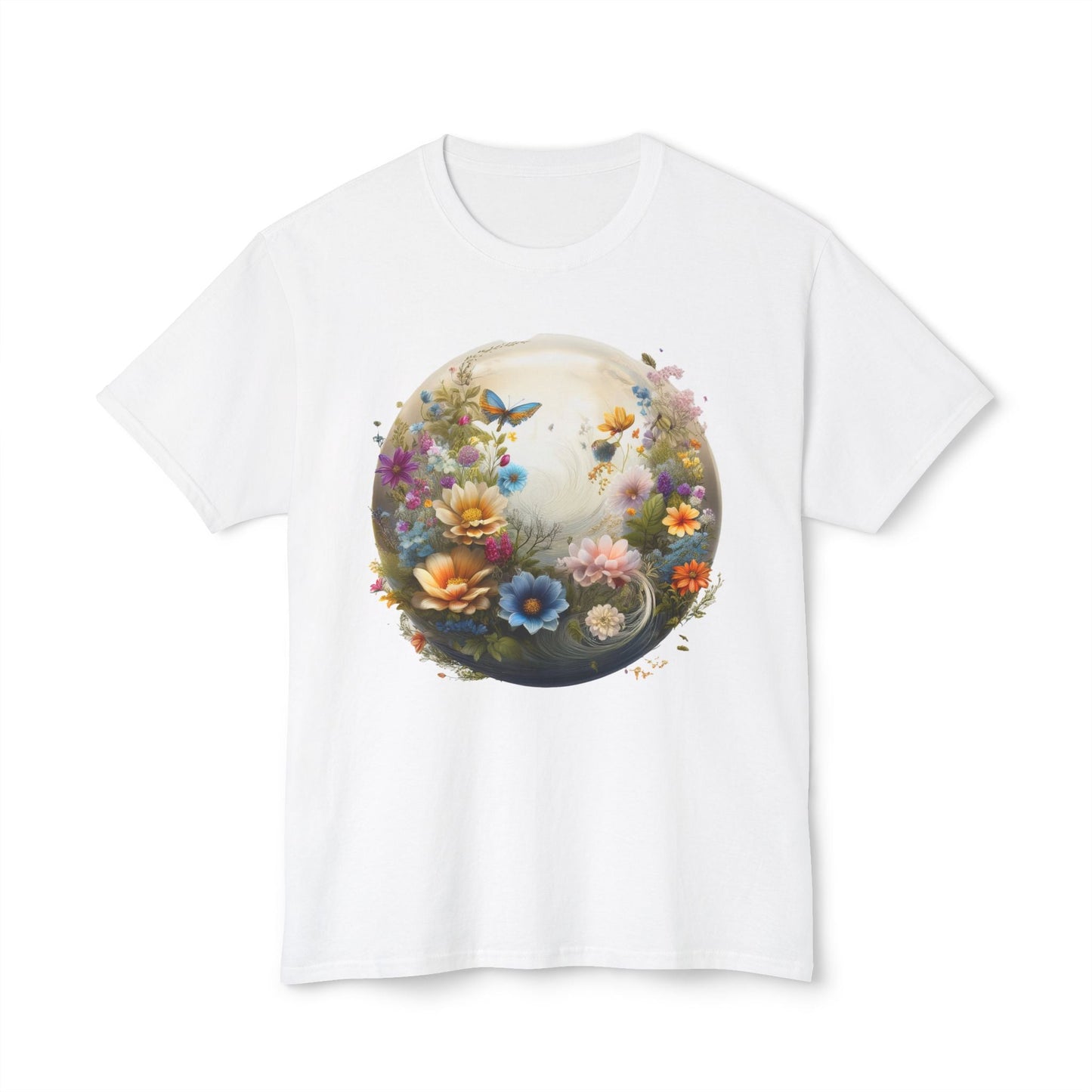 Unisex Floral T Shirt With Art Print HD Cotton Vintage Flowers Tee Shirt Soft Breathable Comfort