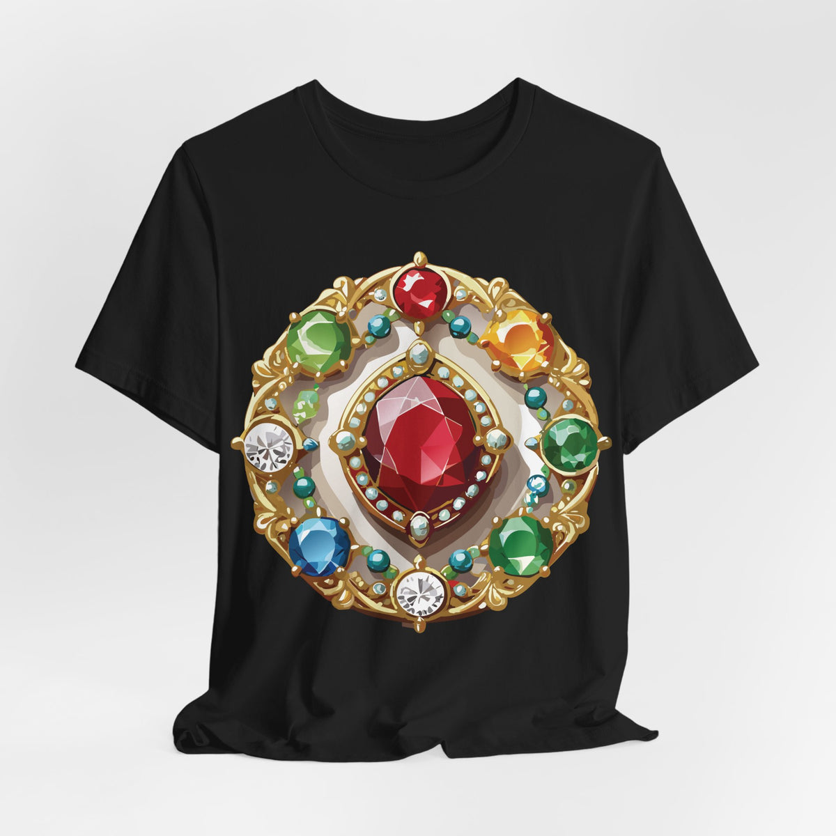 Jewelry Graphic Unisex Cotton Bella+Canvas Tee with Gemstones Art Design m47