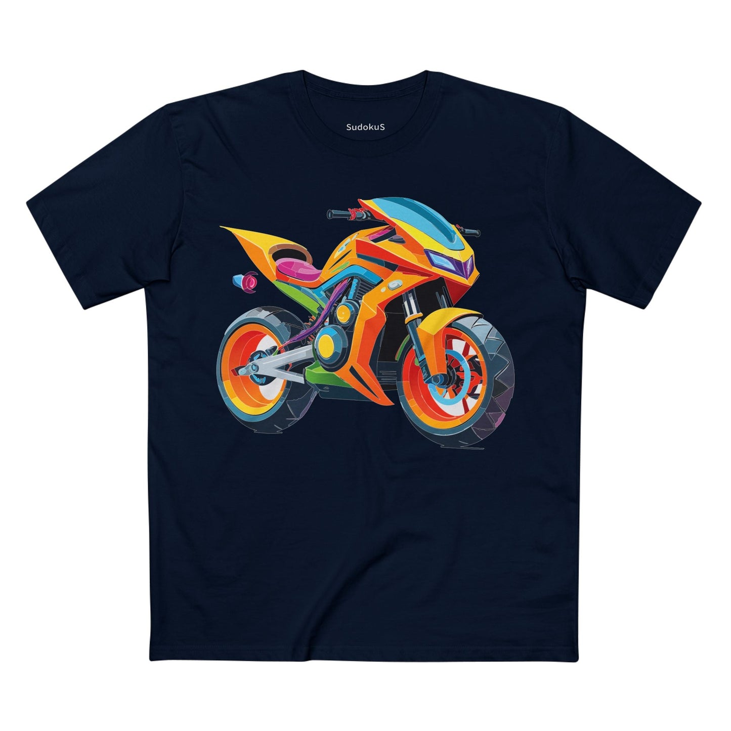 Moto Bike Graphic Unisex 100 Cotton Staple Tee 3