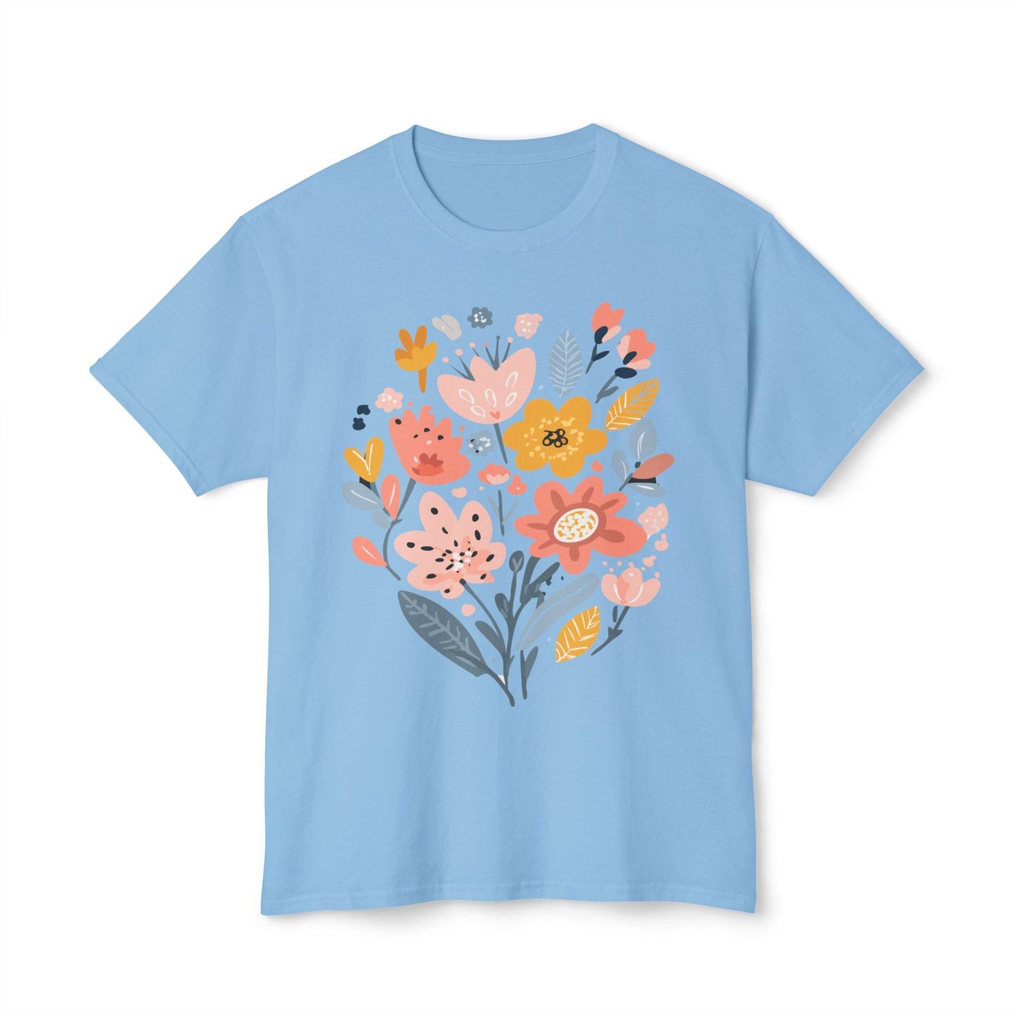 Unisex HD Cotton Floral Art Print T Shirt With Vintage Flowers Design Tee Premium Quality
