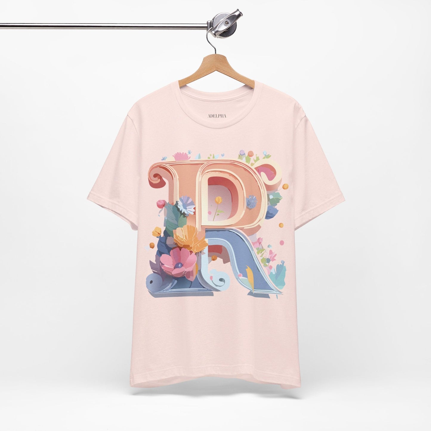 Letter R Shirt Graphic Tee Unisex Short Sleeve By Adelpha Vintage Art Design Tee