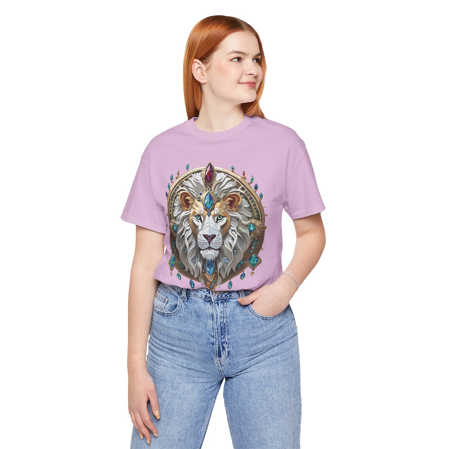 Unisex Lion Graphic Tee, Animal Shirt, Tee Shirt with Lion, Medallion T-Shirt, Animal Medallion Tees