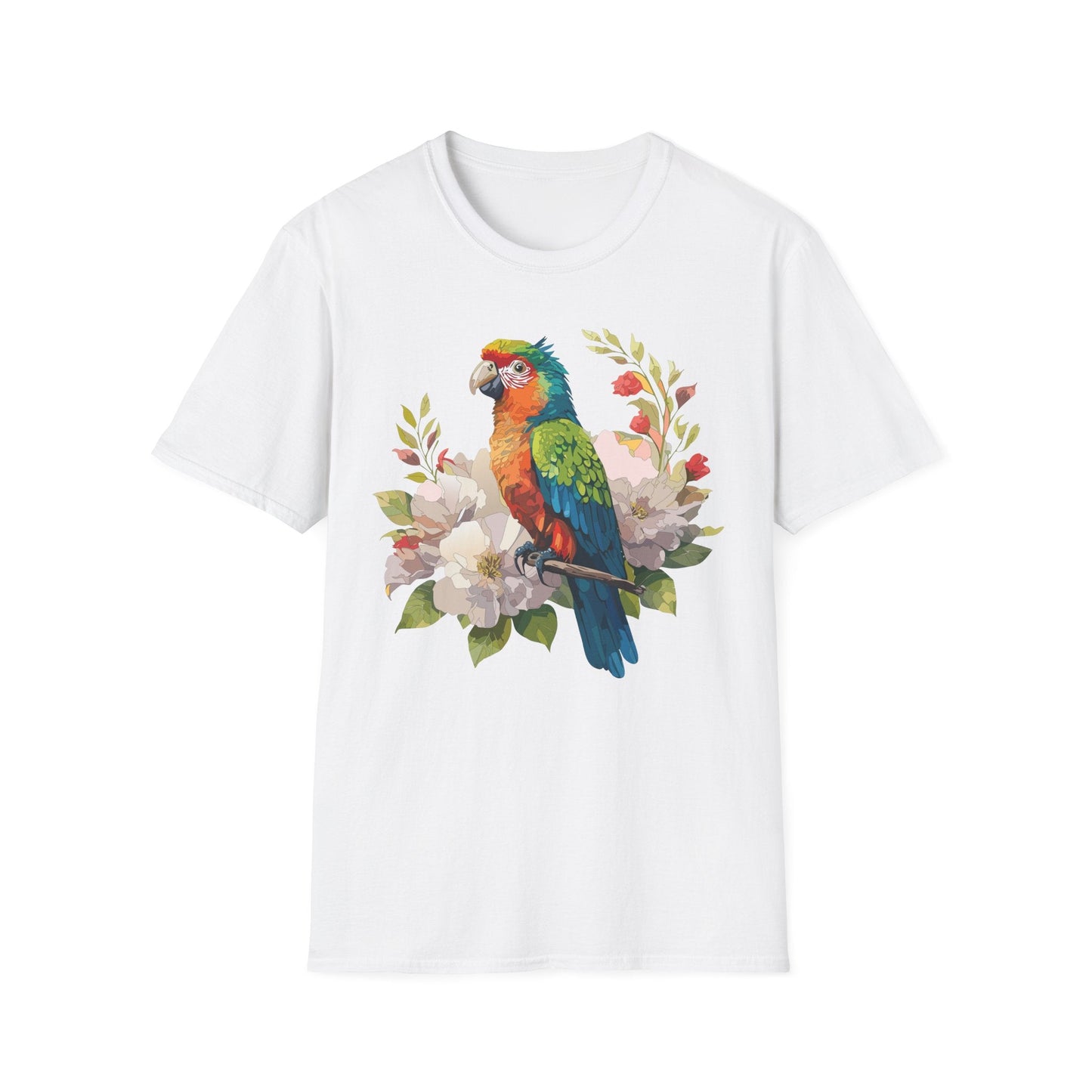 Floral Bird T Shirt Unisex Softstyle Gildan 64000 Graphic Tee With Animal Design