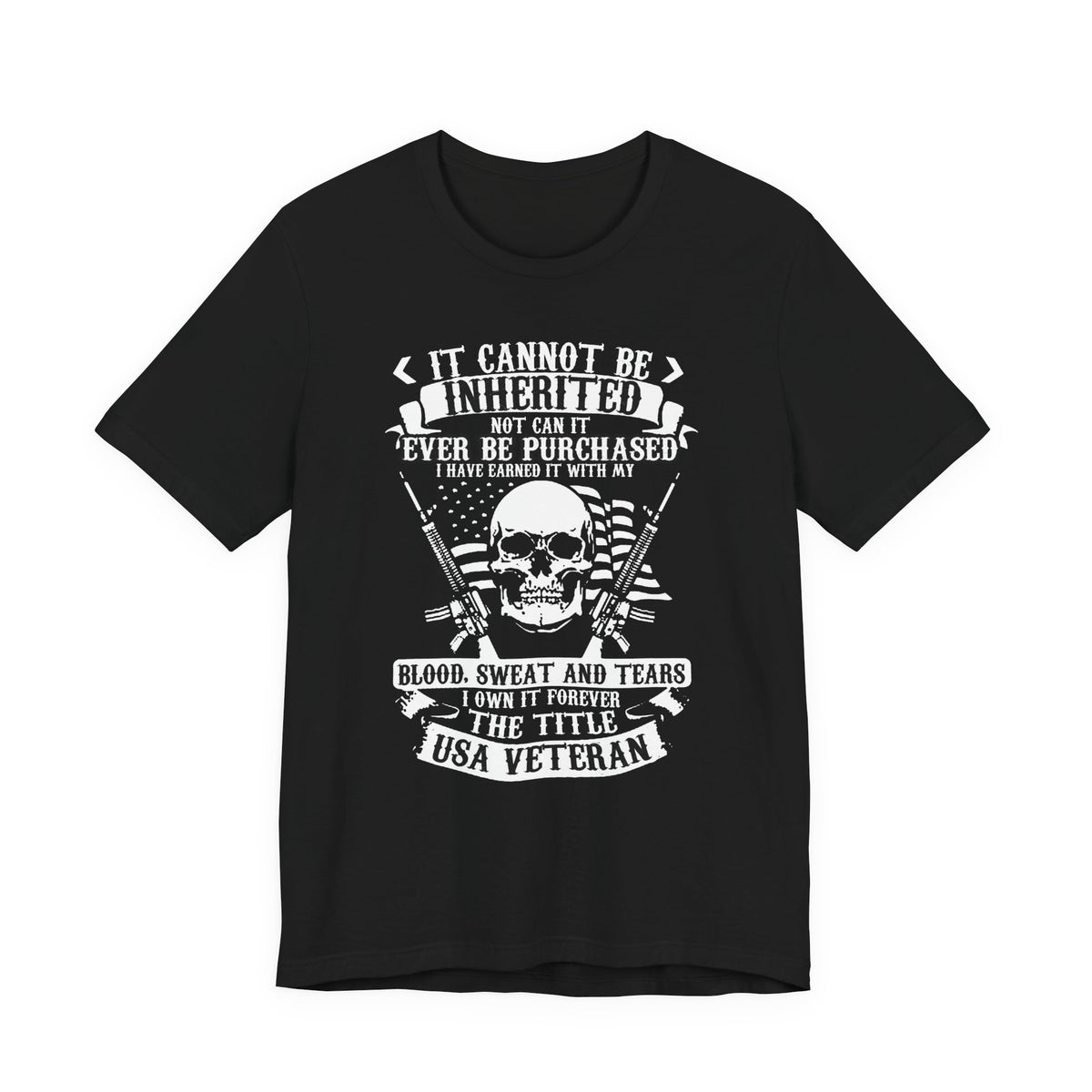 USA Veteran skull flag crossed rifles T-Shirt Military pride Unisex Cotton tee v54