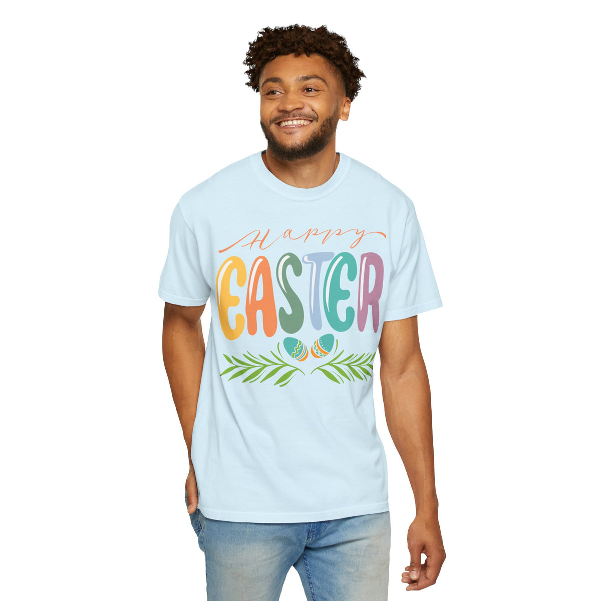 Happy Easter T-Shirt, Tee Shirt with Easter Signature, T Shirt with Easter Prints, Tee Shirt with Easter Design