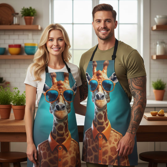 Giraffe 100% Polyester Stain-resistant 31.5 x 25.6  Art Print Canvas Apron 2