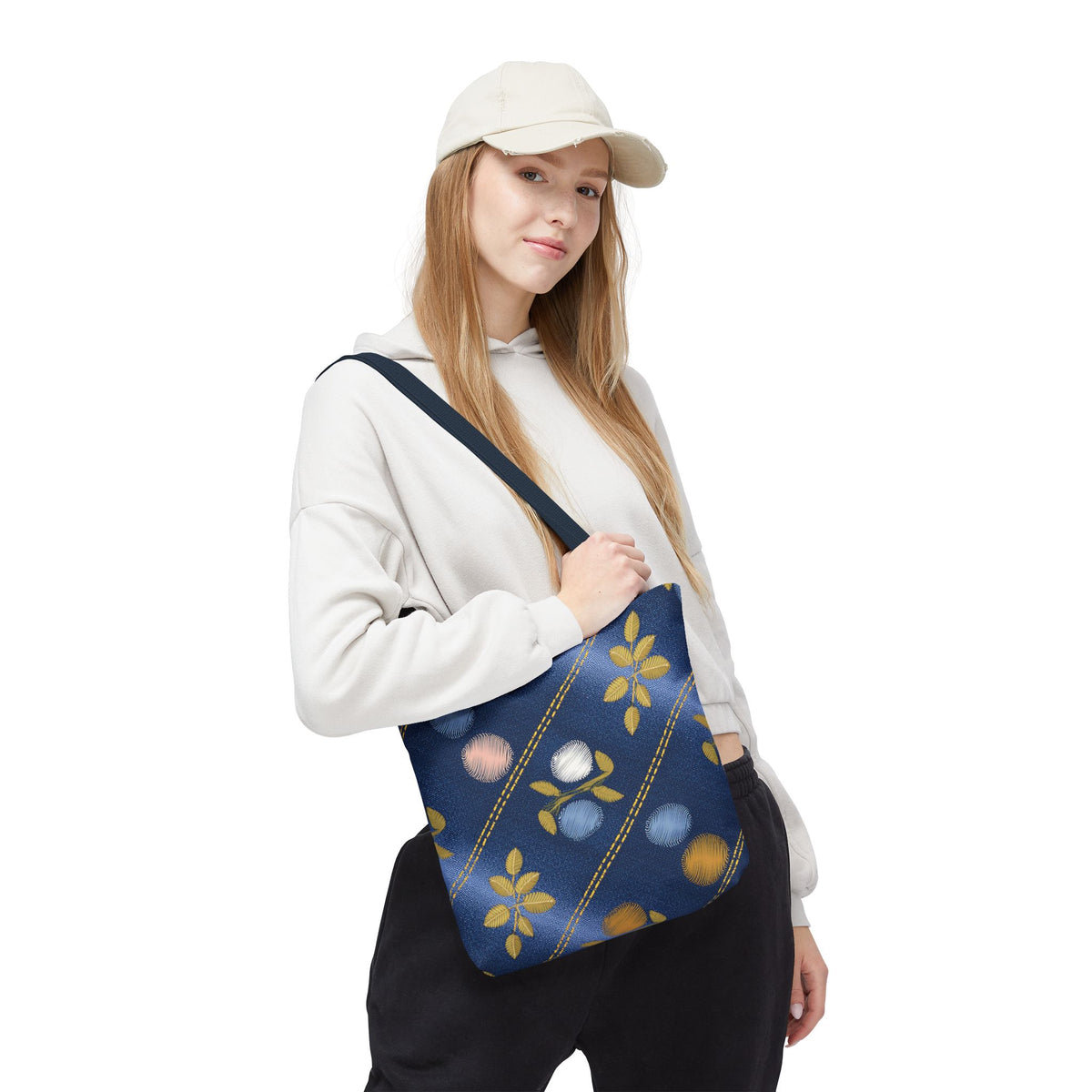 Denim Fabric Imitation Print Unisex Canvas Bag Poly Spun 3 Sizes Tote Bag 122