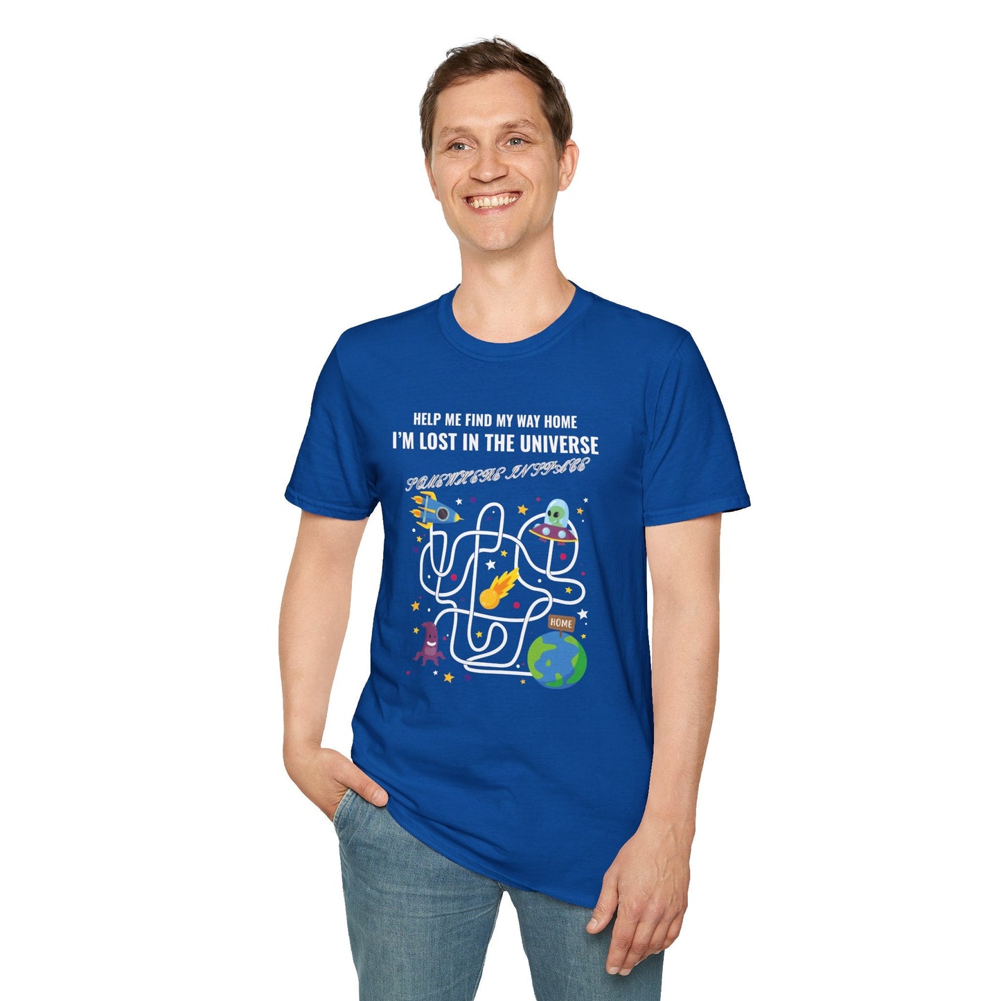 Lost in the Universe Maze TShirt Unisex Cotton Funny Space Puzzle Tee