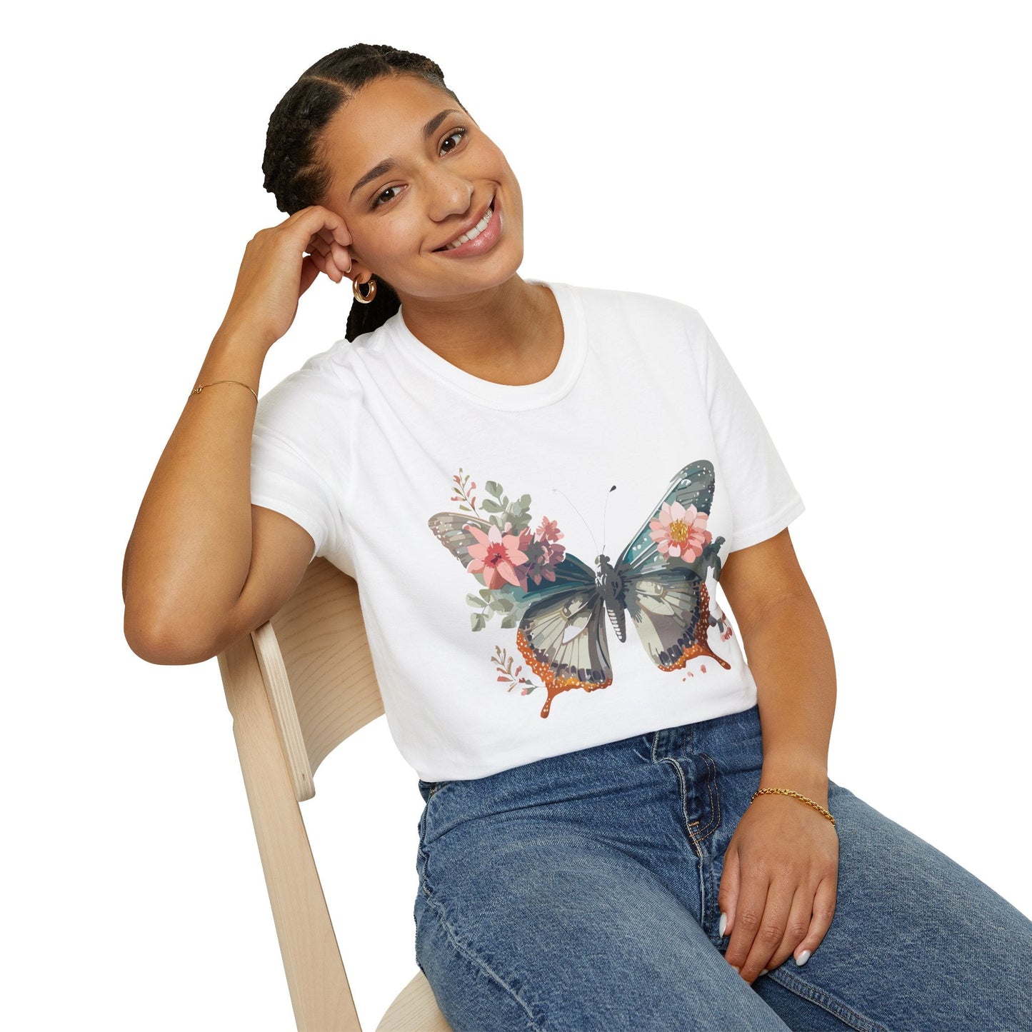 Butterfly Shirt Unisex Softstyle T Shirt Gildan 64000 Lightweight Ring Spun Cotton Monarch Design