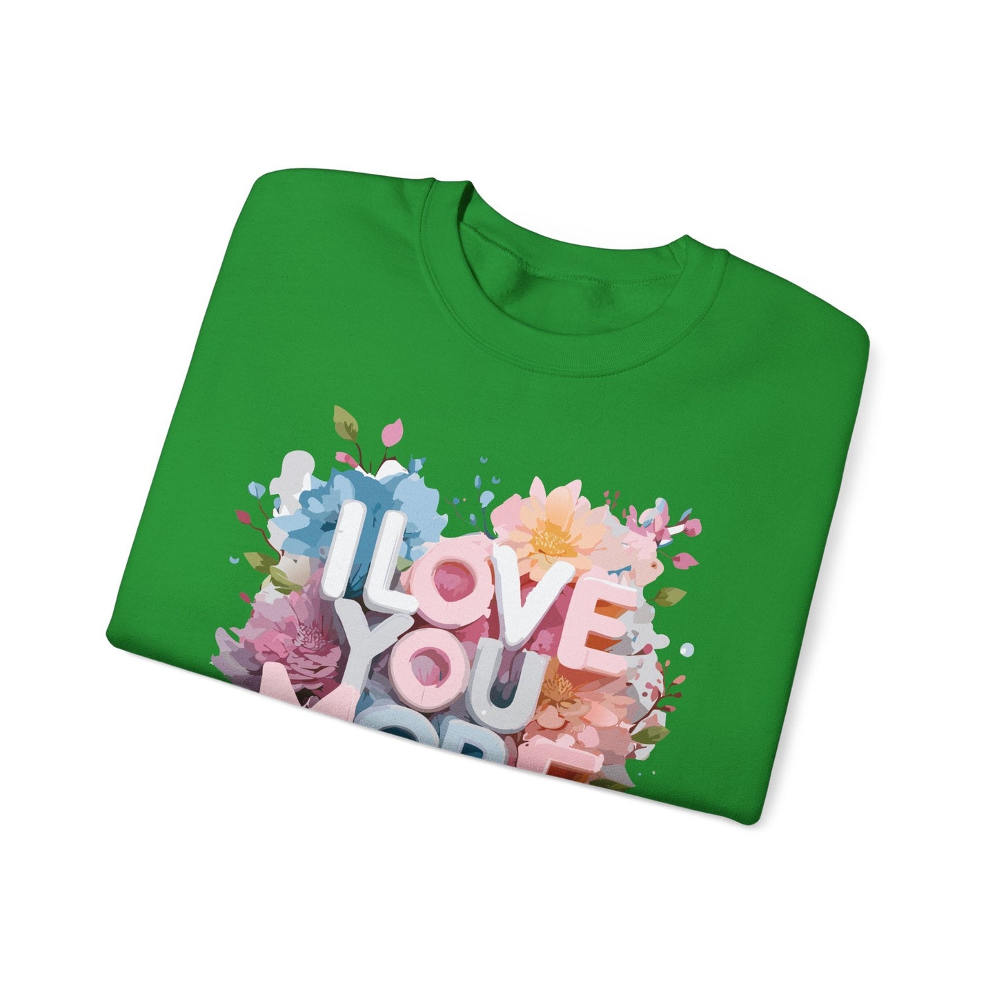 Floral Love Sweatshirt Unisex Heavy Blend Crewneck Valentines Day 50 50 Cotton Polyester Gildan 18000