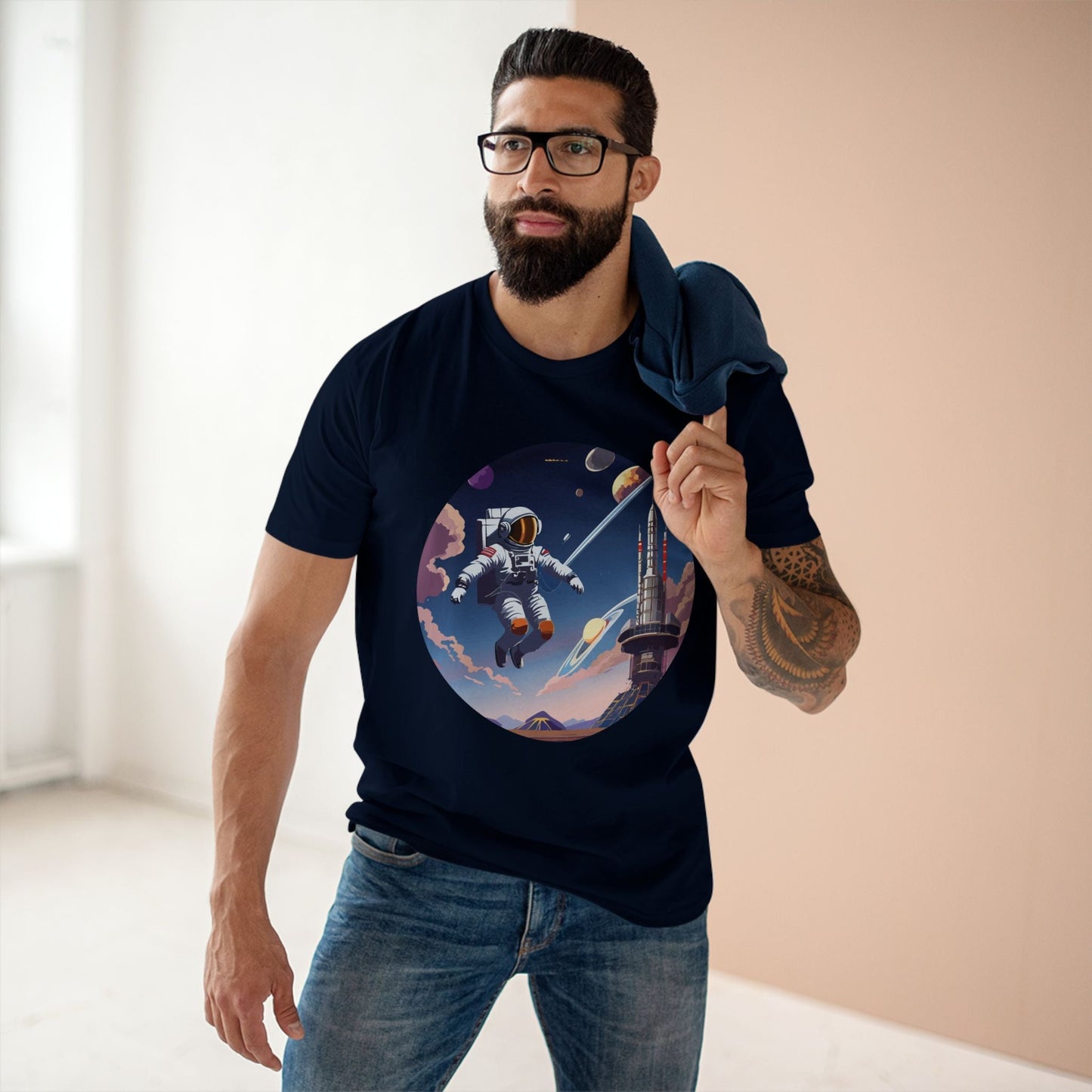 Cosmos Astronaut Shirt CS30 Unisex Premium Cotton Art Tee Featuring Retro2Nova Original Design