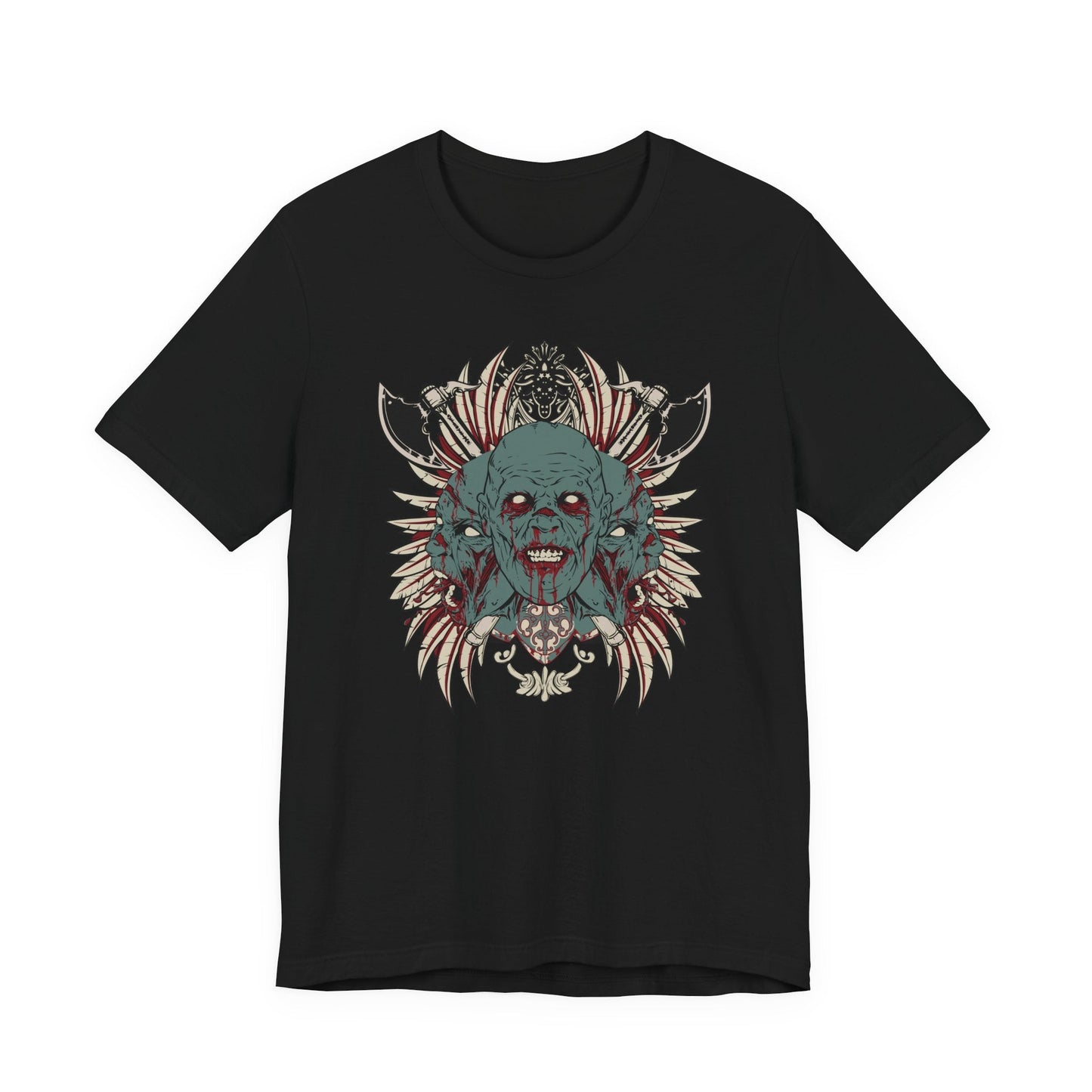 Zombie Skull Mandala T-Shirt Horror Graphic Tee, Gothic Skull Art-54-2