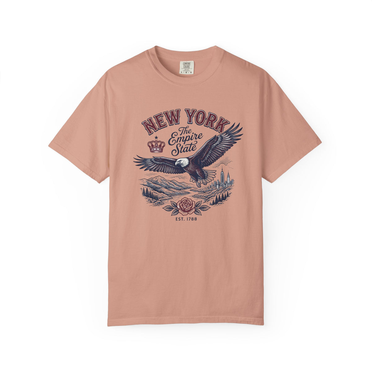 New York Empire State Eagle Vintage Travel Tourist Graphic Gift Tee Unisex 100 Cotton Comfort Colors T-Shirt