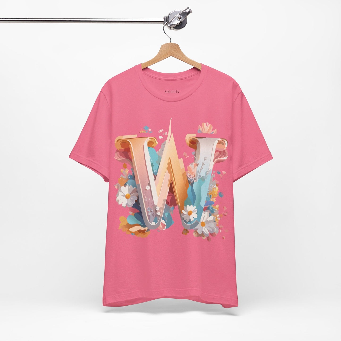 Letter W Shirt Graphic Tee Unisex Jersey Short Sleeve Vintage Inspired Art Adelpha Design