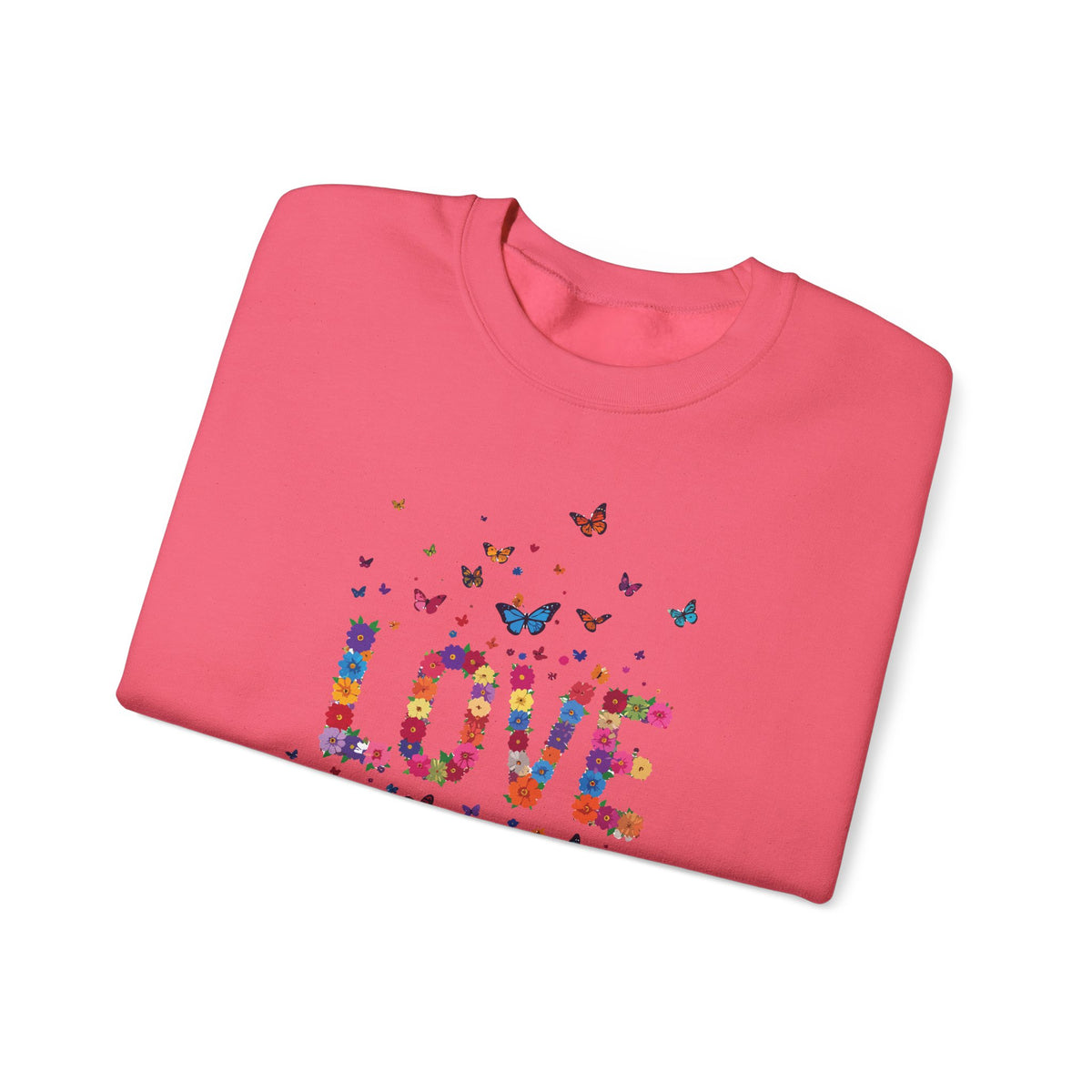 Unisex Floral Love Sweatshirt, Love Floral Sweatshirt, Floral Butterfly Sweatshirt, 50/50 Cotton-Poly Valentine's Day Sweatshirt 06