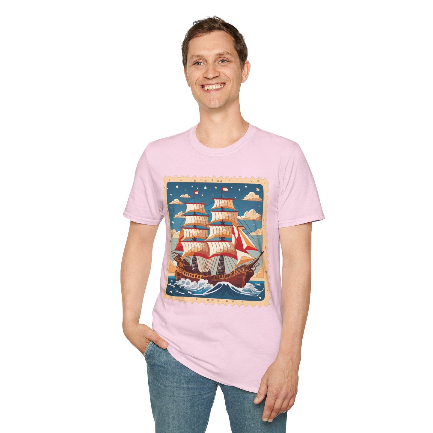 Ship T Shirt Unisex Frigate Vessel Tee Gildan Softstyle 64000 100 Percent Ring Spun Cotton