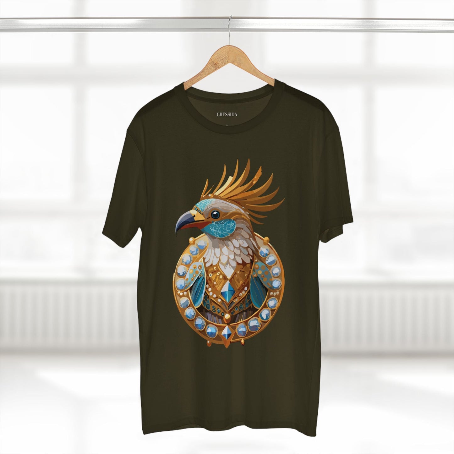 Bird Graphic Unisex 100 Cotton Tee With Unique Animal Golden Medallion Art Design 23