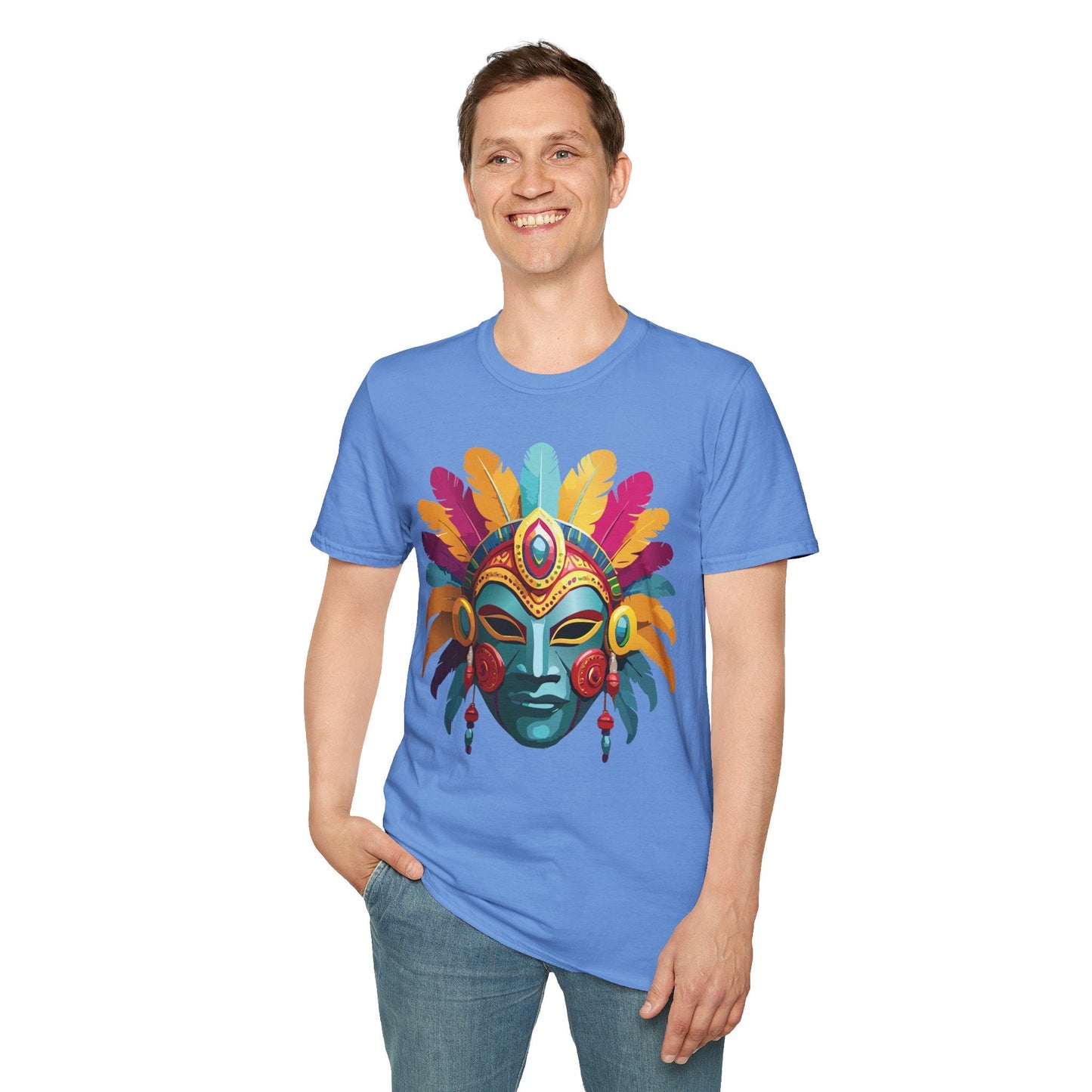 Mask Graphic Unisex Cotton Masquerade Design Artwork Tee 26