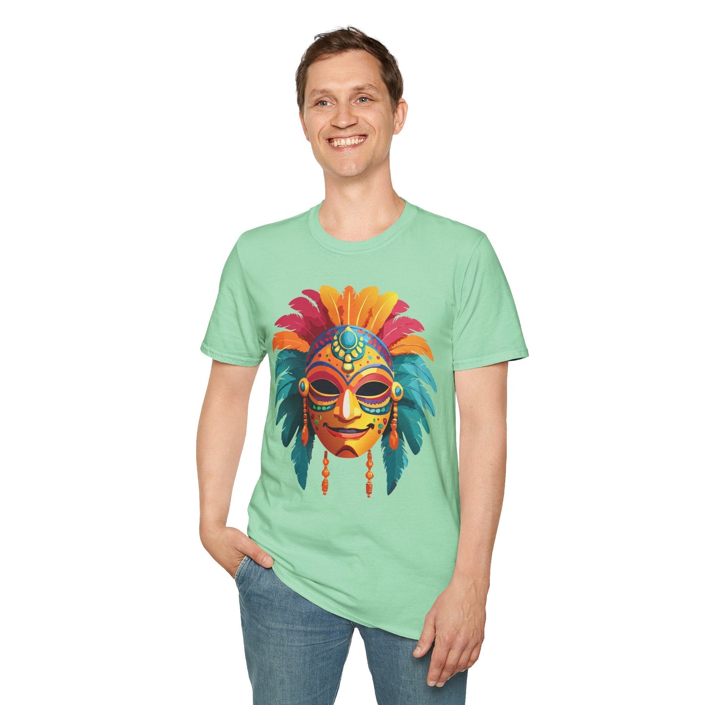 Mask Tee Shirt Unisex Softstyle Gildan 64000 100 Percent Ring Spun Cotton Masquerade Tee