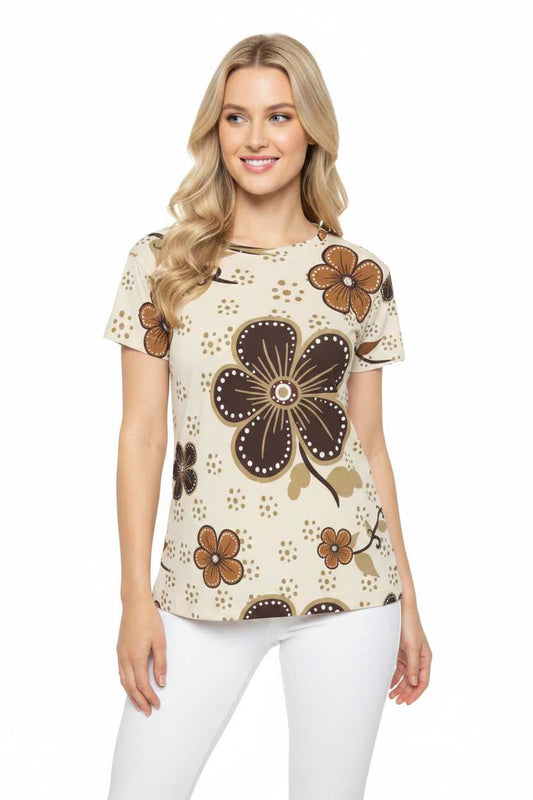 Women Poly Shirt with Floral Print F221
