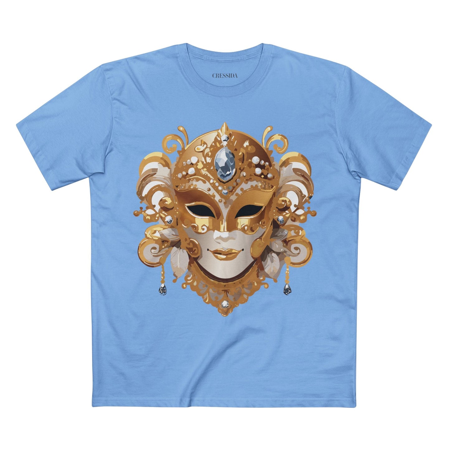 Carnival Mask Graphic T-Shirt Unisex 100 Cotton With Antique Gold Art Design Tee 23