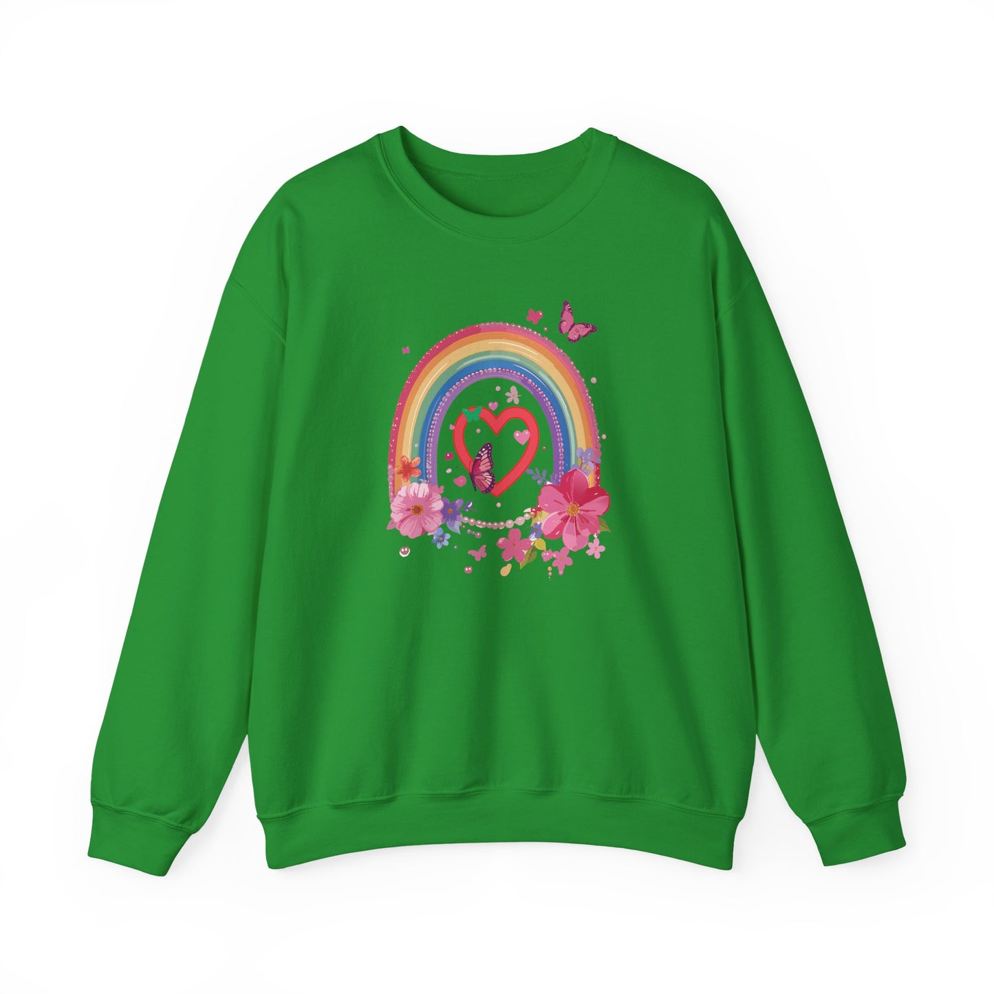 Rainbow Heart Sweatshirt, Floral Heart Sweatshirt, Floral Love Sweatshirt, Valentine's Day Sweatshirt, Rainbow Heart Floral Sweatshirt 112