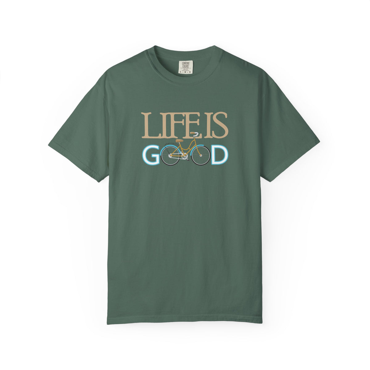 Life Is Good Bicycle Graphic Unisex Comfort Colors Garment-Dyed Heavyweight 100 Cotton Art Design T-Shirt w52
