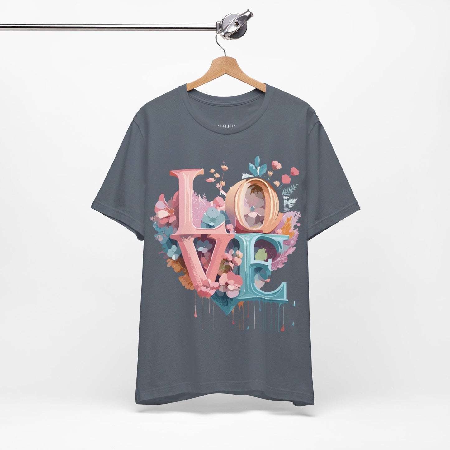 Valentine Day Graphic Unisex 100 Cotton Vintage Artwork with Love and Flower Design Tee 52