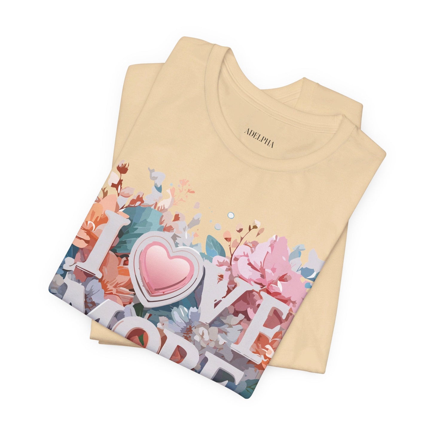Valentine Day Graphic Unisex 100 Cotton Vintage Artwork with Love and Flower Design Tee 17