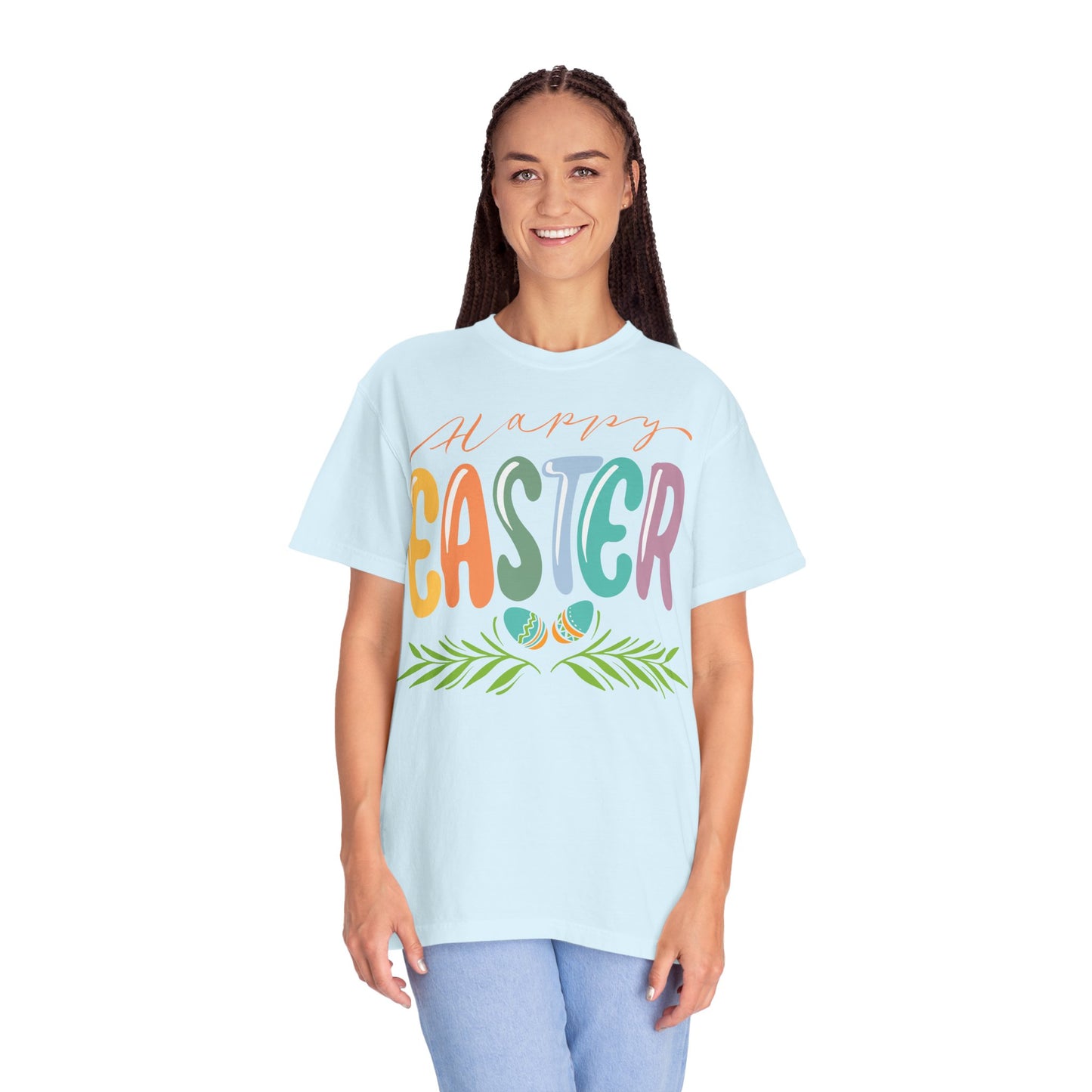 Happy Easter T-Shirt, Tee Shirt with Easter Signature, T Shirt with Easter Prints, Tee Shirt with Easter Design