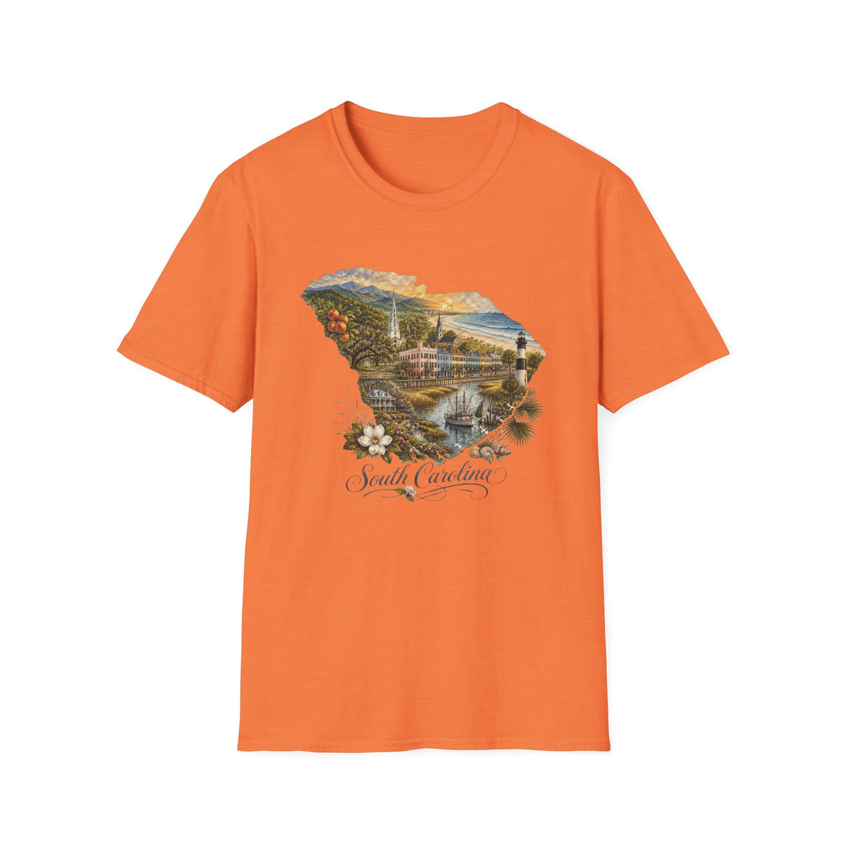 South Carolina State Travel Tourist Graphic Design Unisex 100 Cotton Gildan T-Shirt