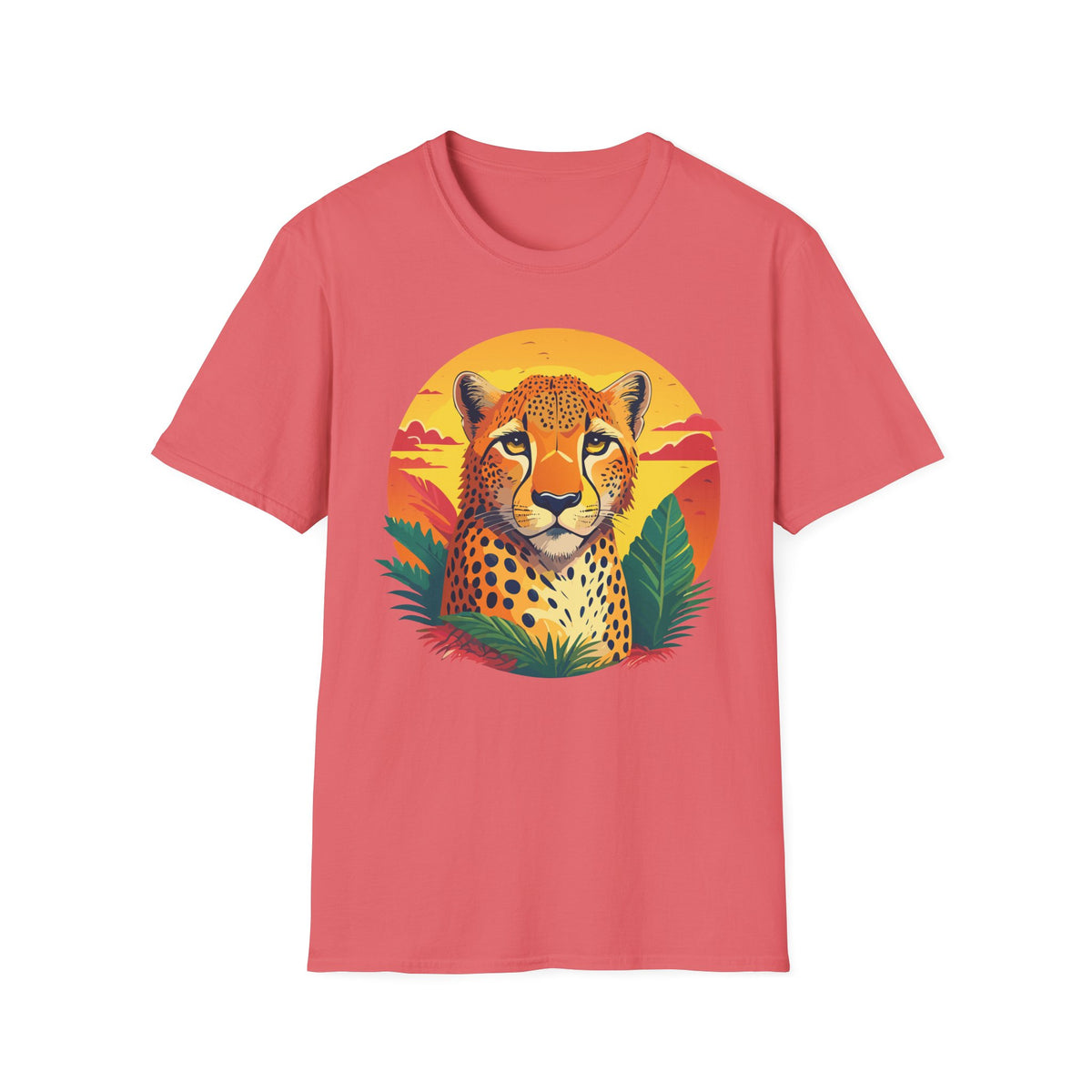 Cheetah Sunset Illustration T-Shirt | Retro Wildlife Tee