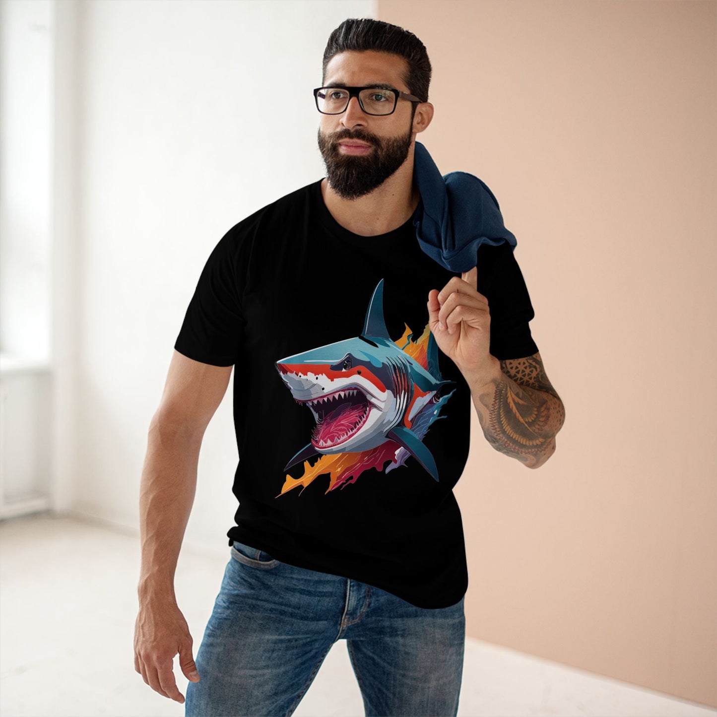 Shark Graphic Unisex 100 Cotton Staple Tee with Animal Design Artwork 12
