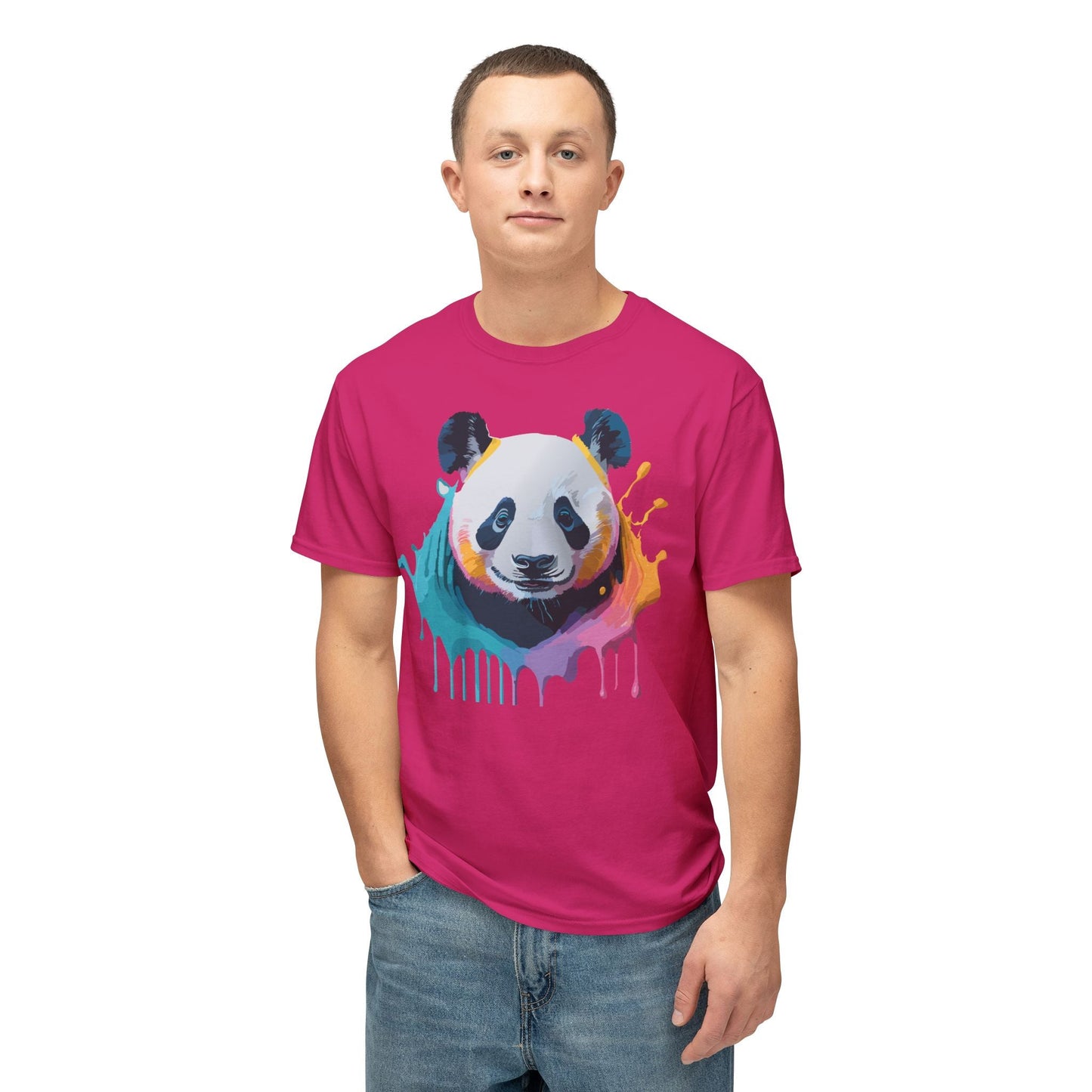 Unisex HD Cotton Panda T Shirt With Full Color Panda Art Print Made In USA Premium Fit For All Sizes